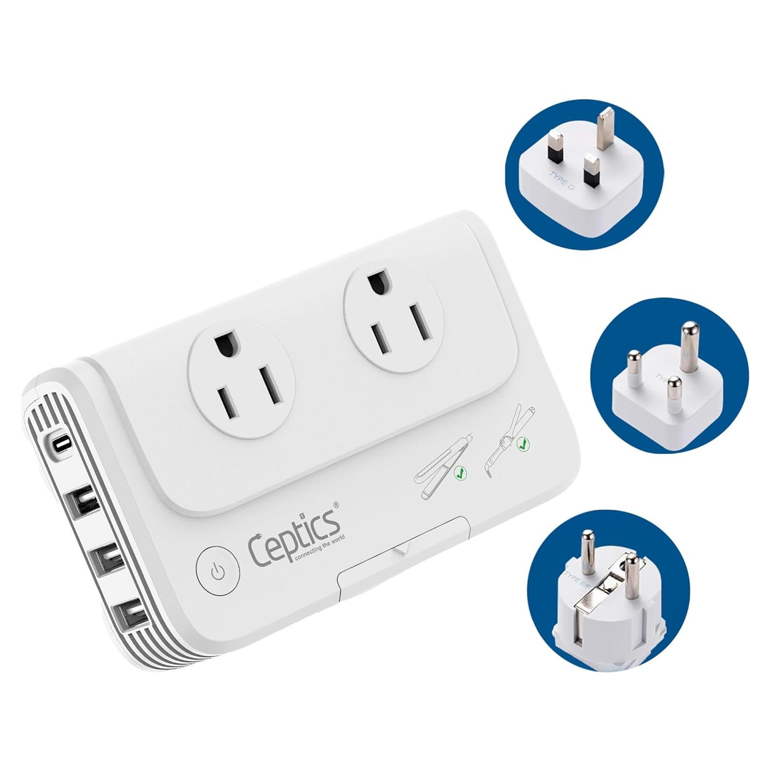 Convertidor de Voltaje Ceptics 200W 220V a 110V 6 USB