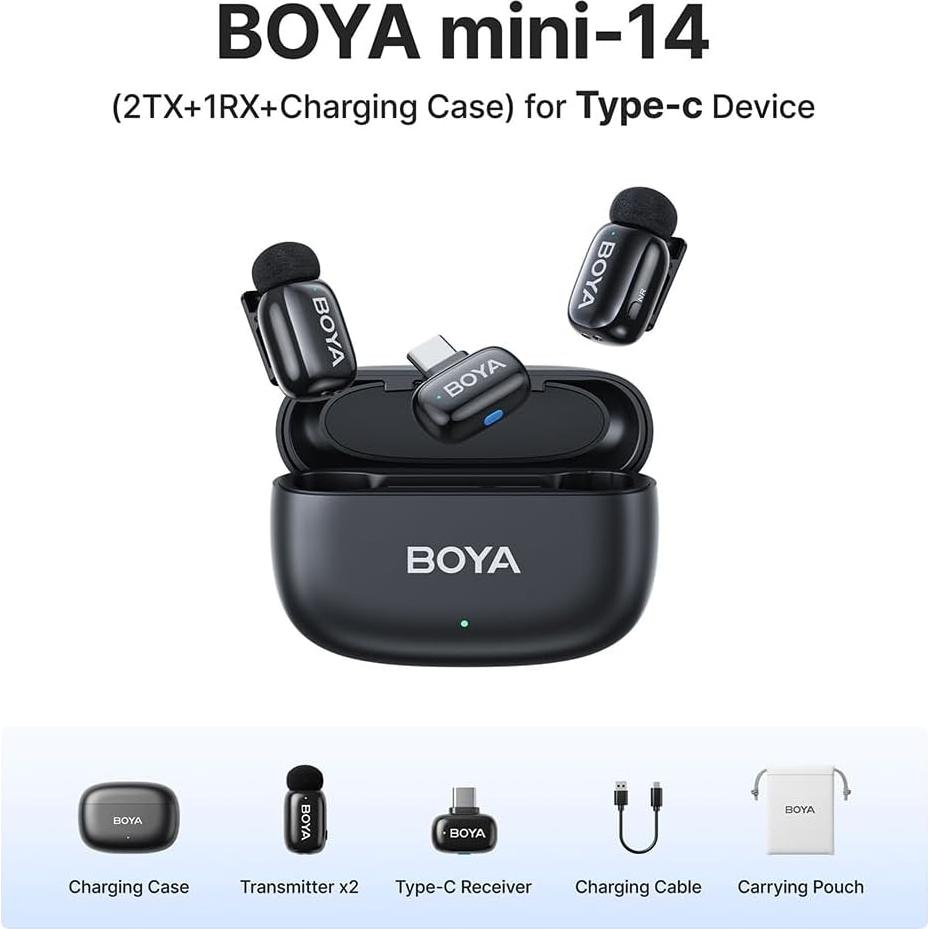 Micrófono Lavalier Inalámbrico BOYA Mini 30H Batería USB-C