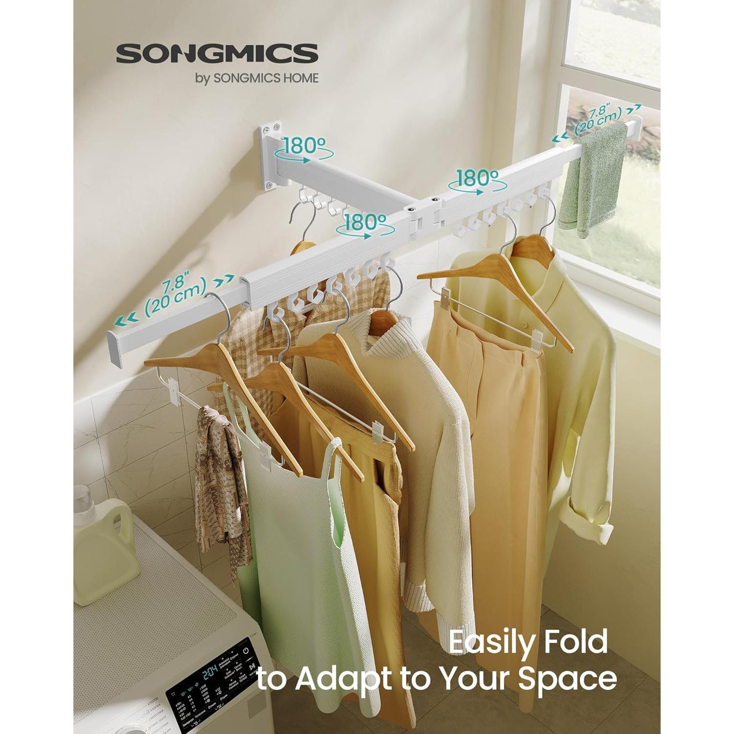 Estante para Secar Ropa SONGMICS Plegable Blanco Nube 20 kg