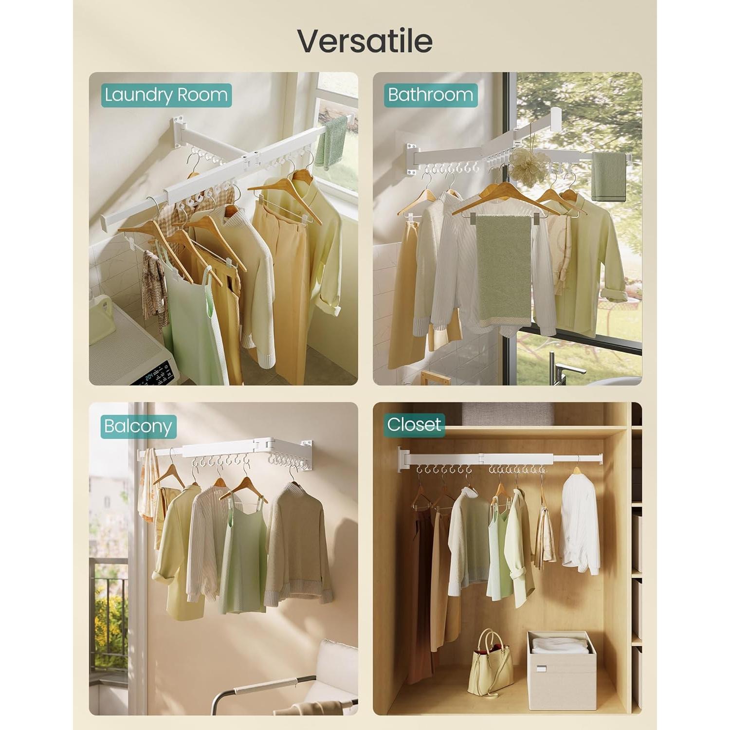 Estante para Secar Ropa SONGMICS Plegable Blanco Nube 20 kg