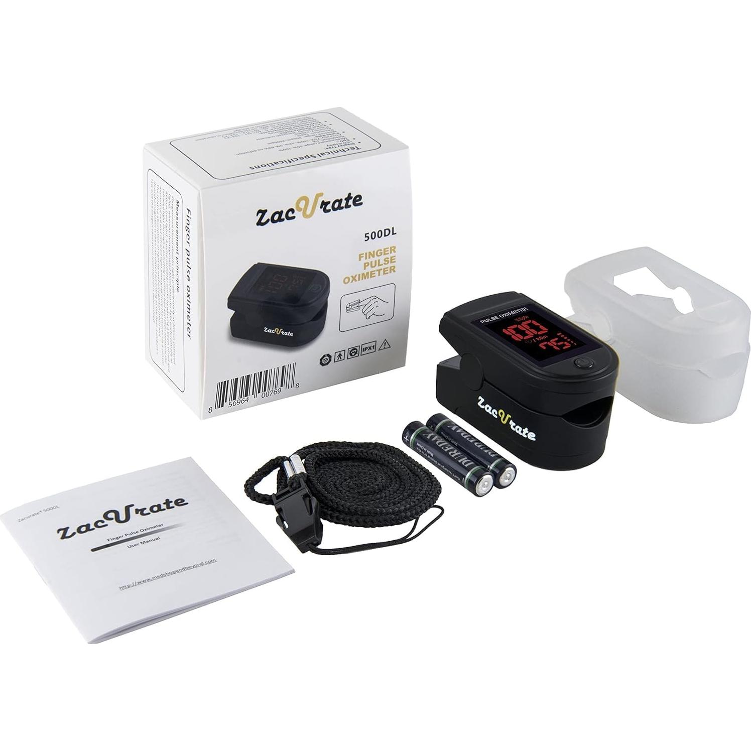 Oxímetro de Pulso Zacurate 500DL con Funda y Baterías