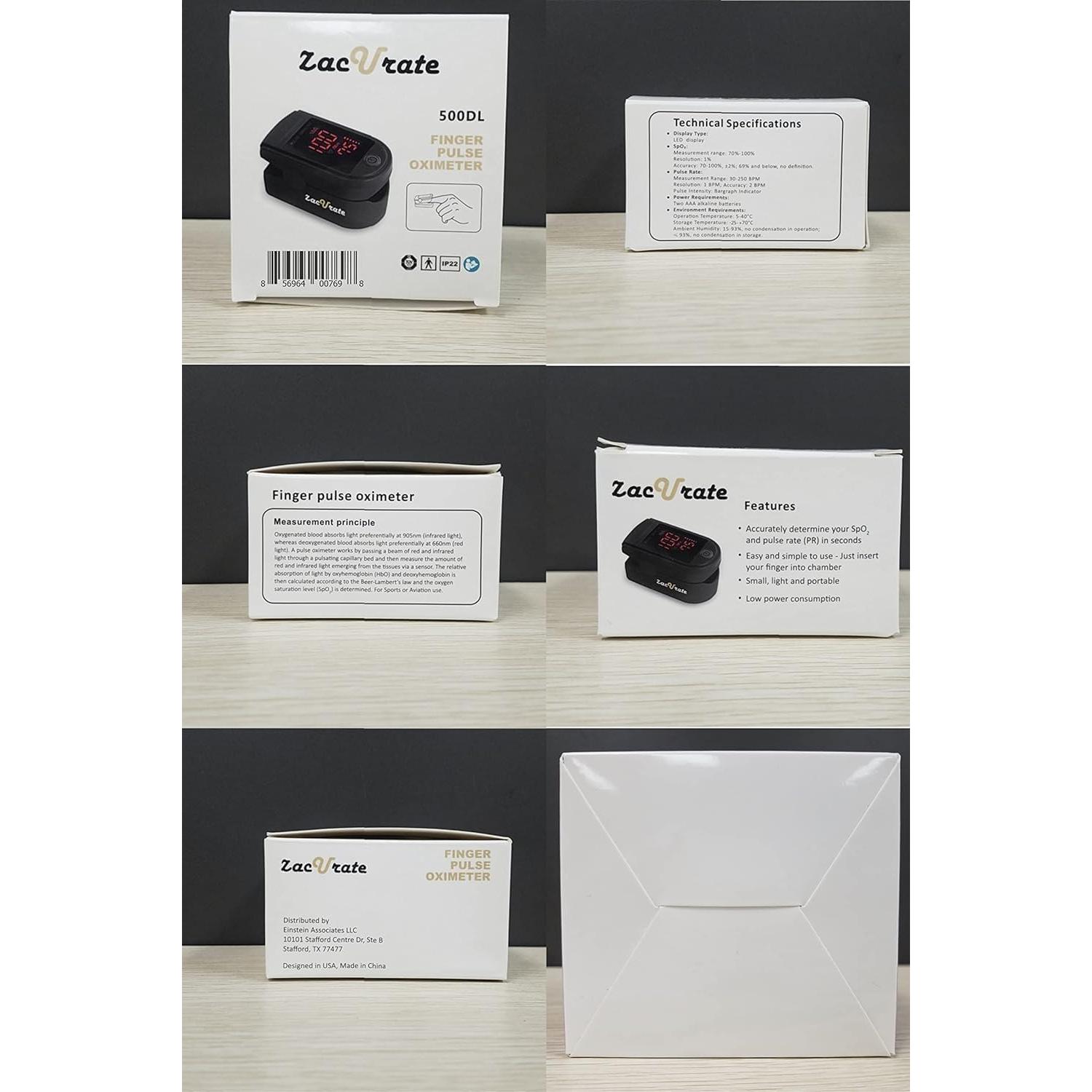 Oxímetro de Pulso Zacurate 500DL con Funda y Baterías