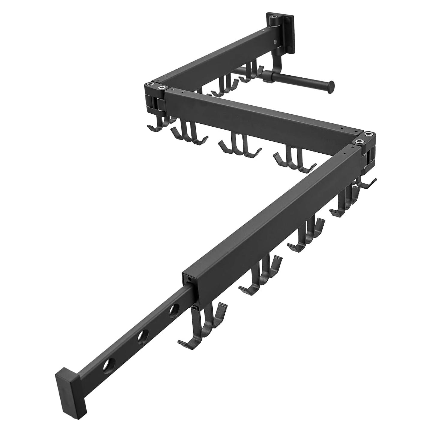 Perchero de Ropa Plegable JOOM Montado en la Pared Negro