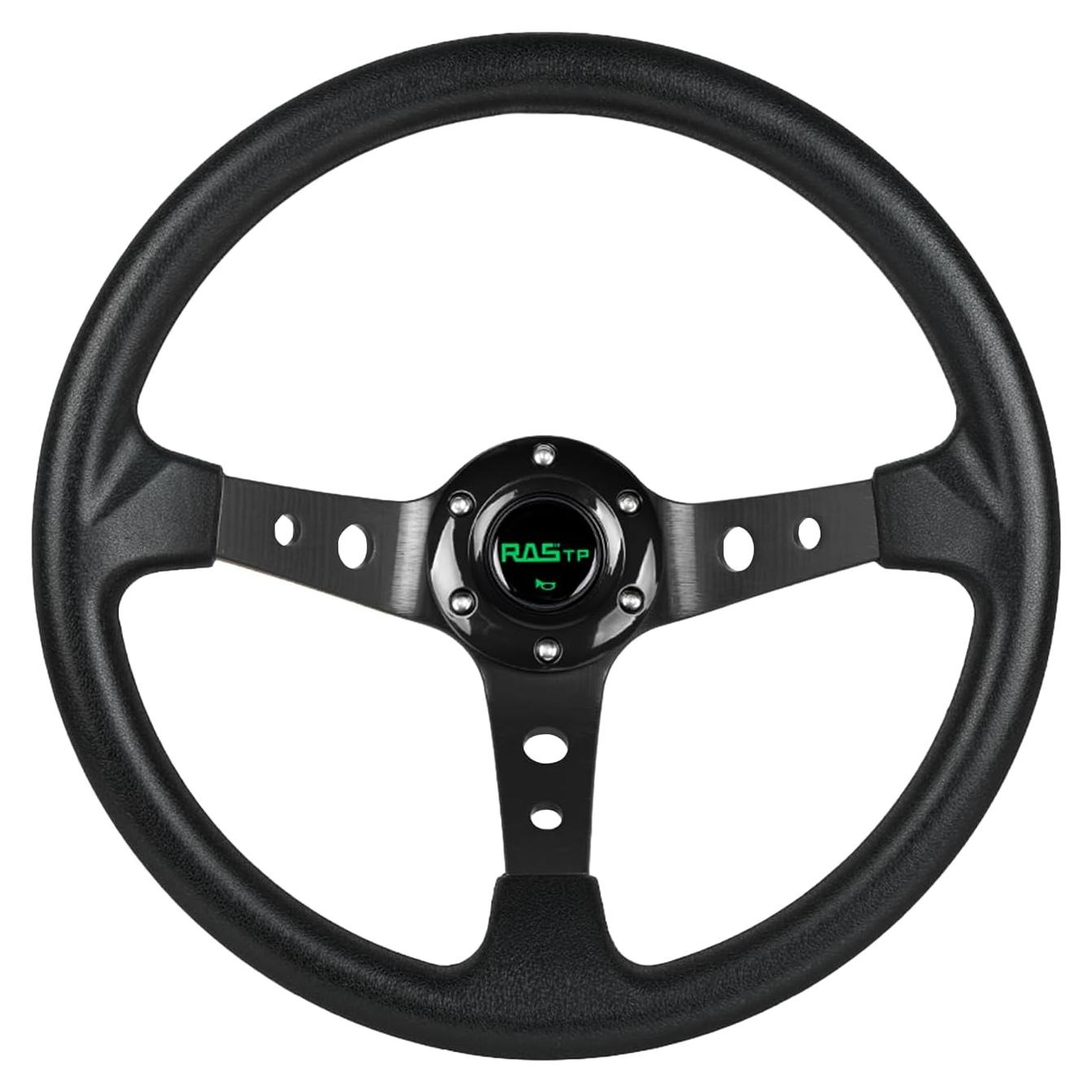 Volante de Carreras RASTP 350mm Universal con Claxon - Negro