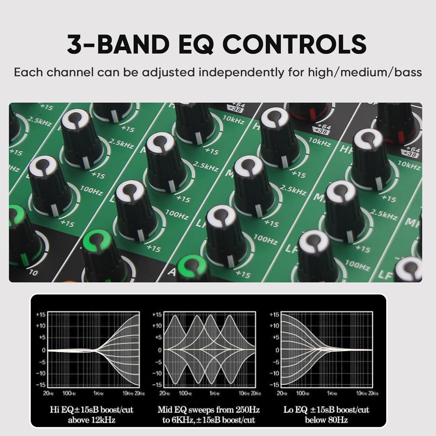 Mezclador de Audio 8 Canales AX-80 con Bluetooth y USB