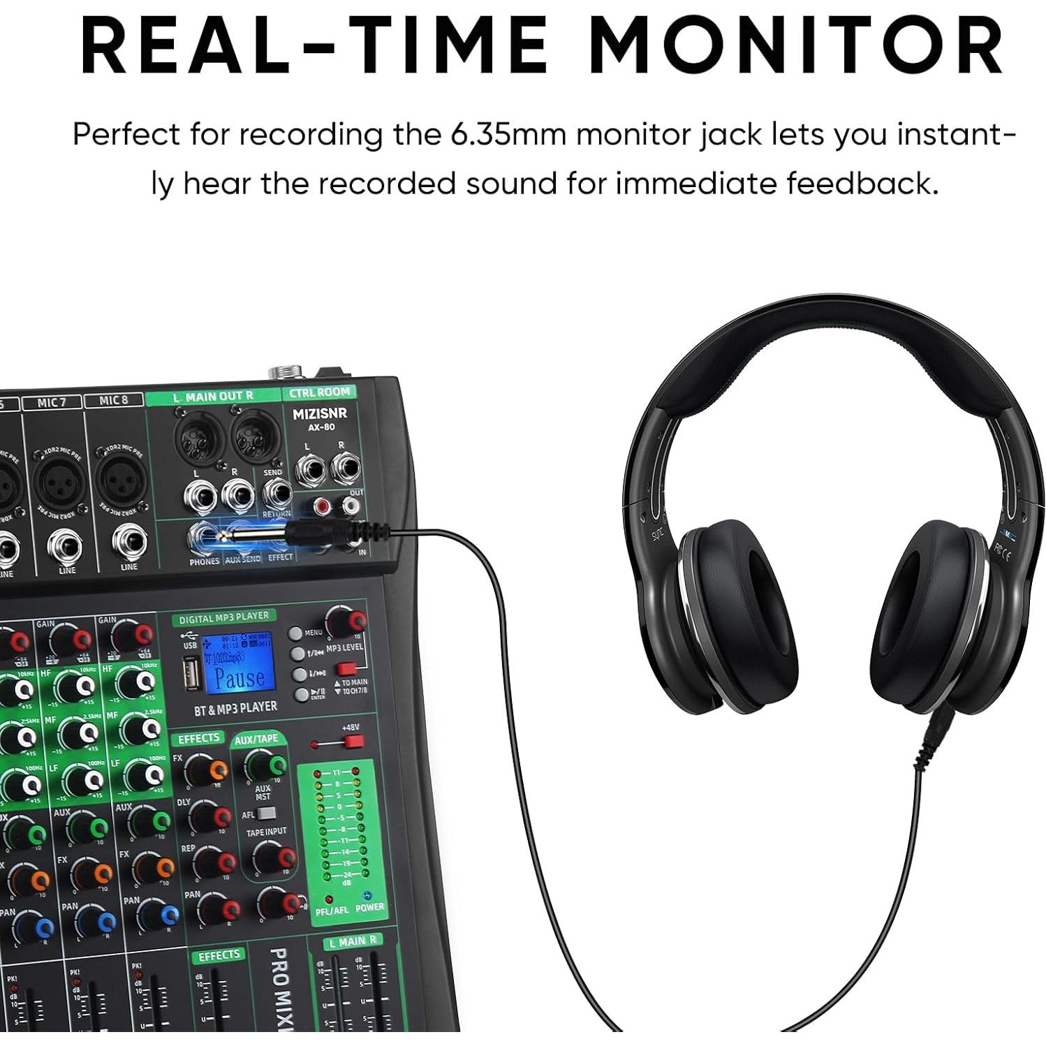 Mezclador de Audio 8 Canales AX-80 con Bluetooth y USB