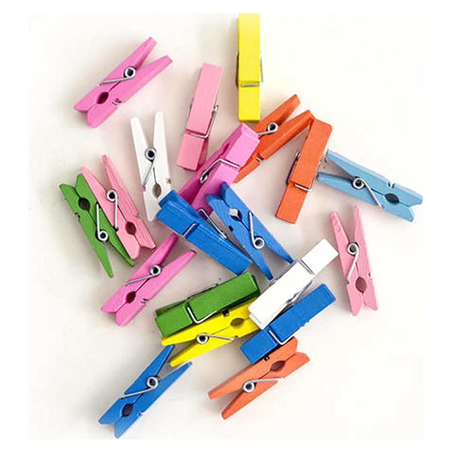 Mini Pinzas de Madera Yansanido 100pcs 2.5cm Multicolor