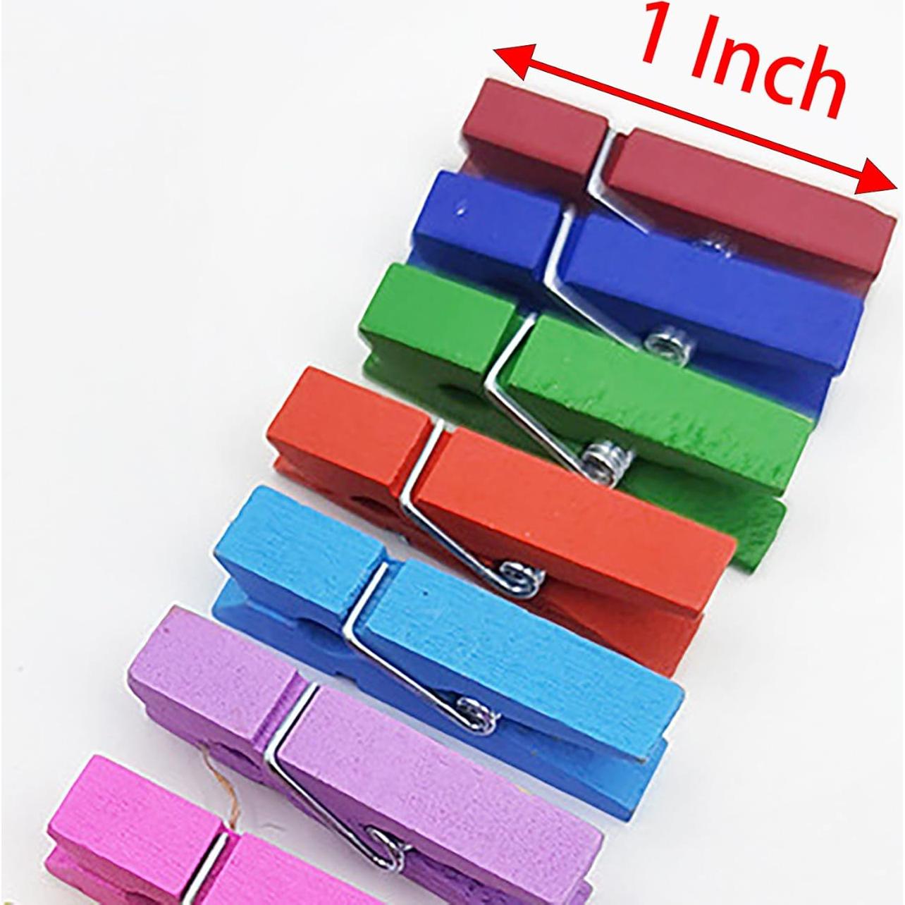 Mini Pinzas de Madera Yansanido 100pcs 2.5cm Multicolor