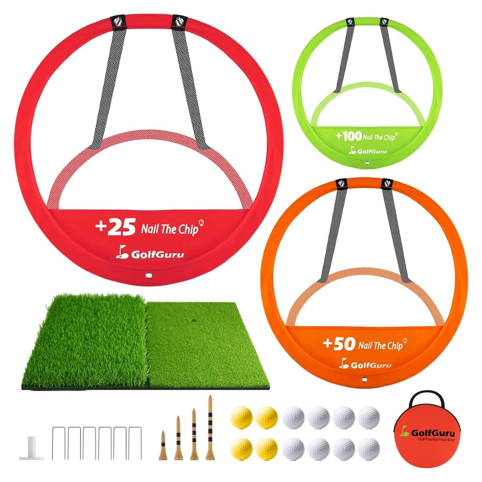 Conjunto Golfguru 3 Redes Chipping y Alfombrilla 12 Pelotas