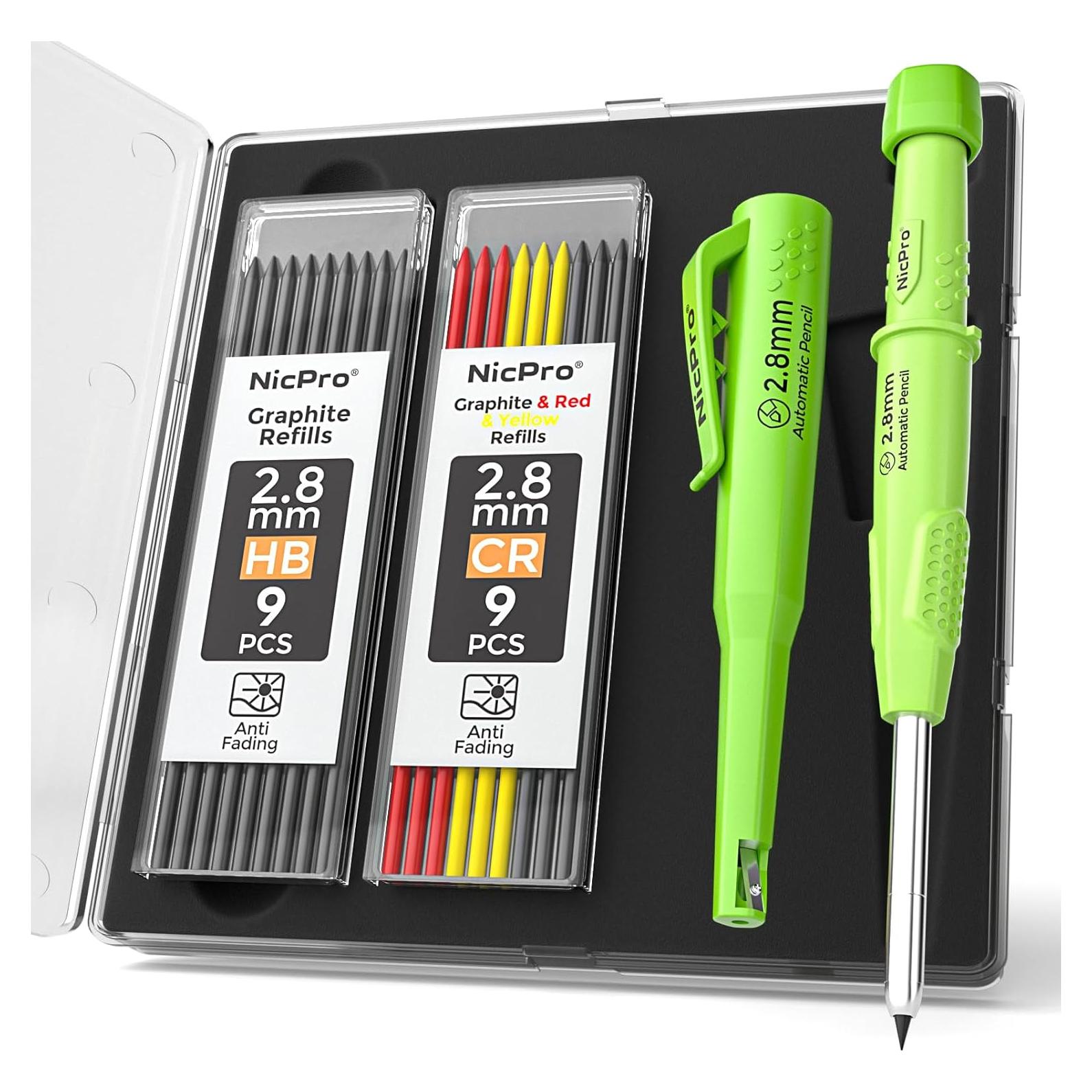 Lápiz de Carpintero Nicpro CP3000 con 19 Recargas Verde