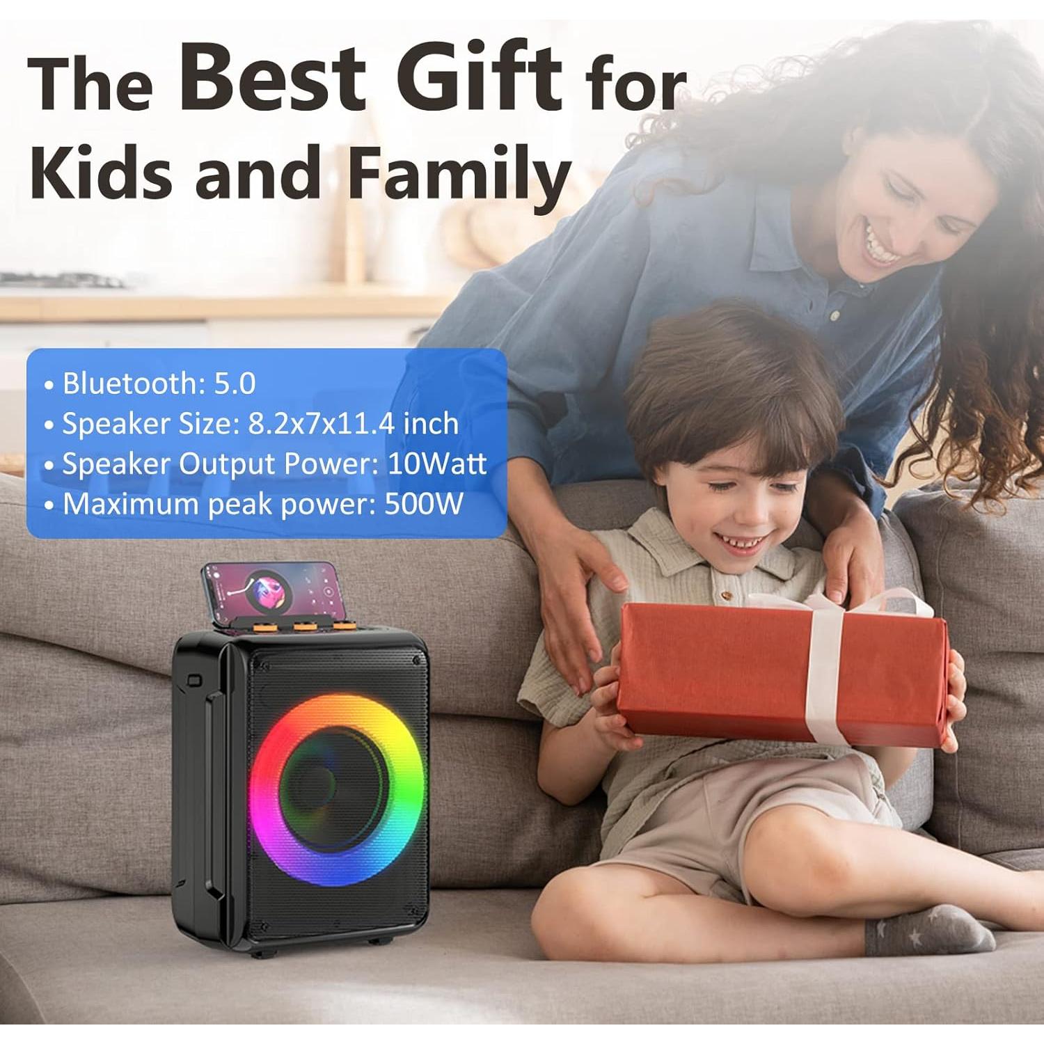 Máquina de Karaoke HWWR Portátil Bluetooth 2 Micrófonos