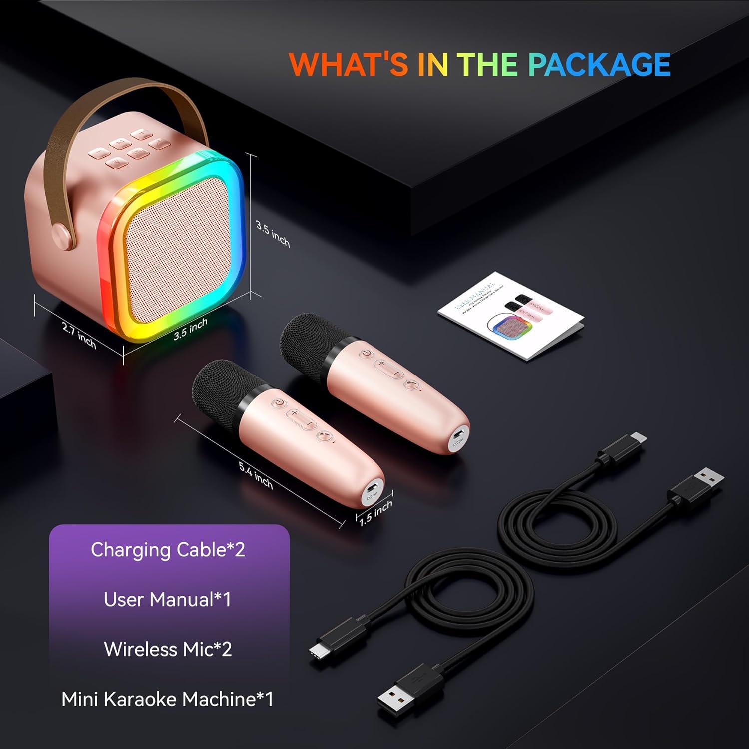 Máquina de Karaoke Peski K-51 Mini Bluetooth Oro Rosa