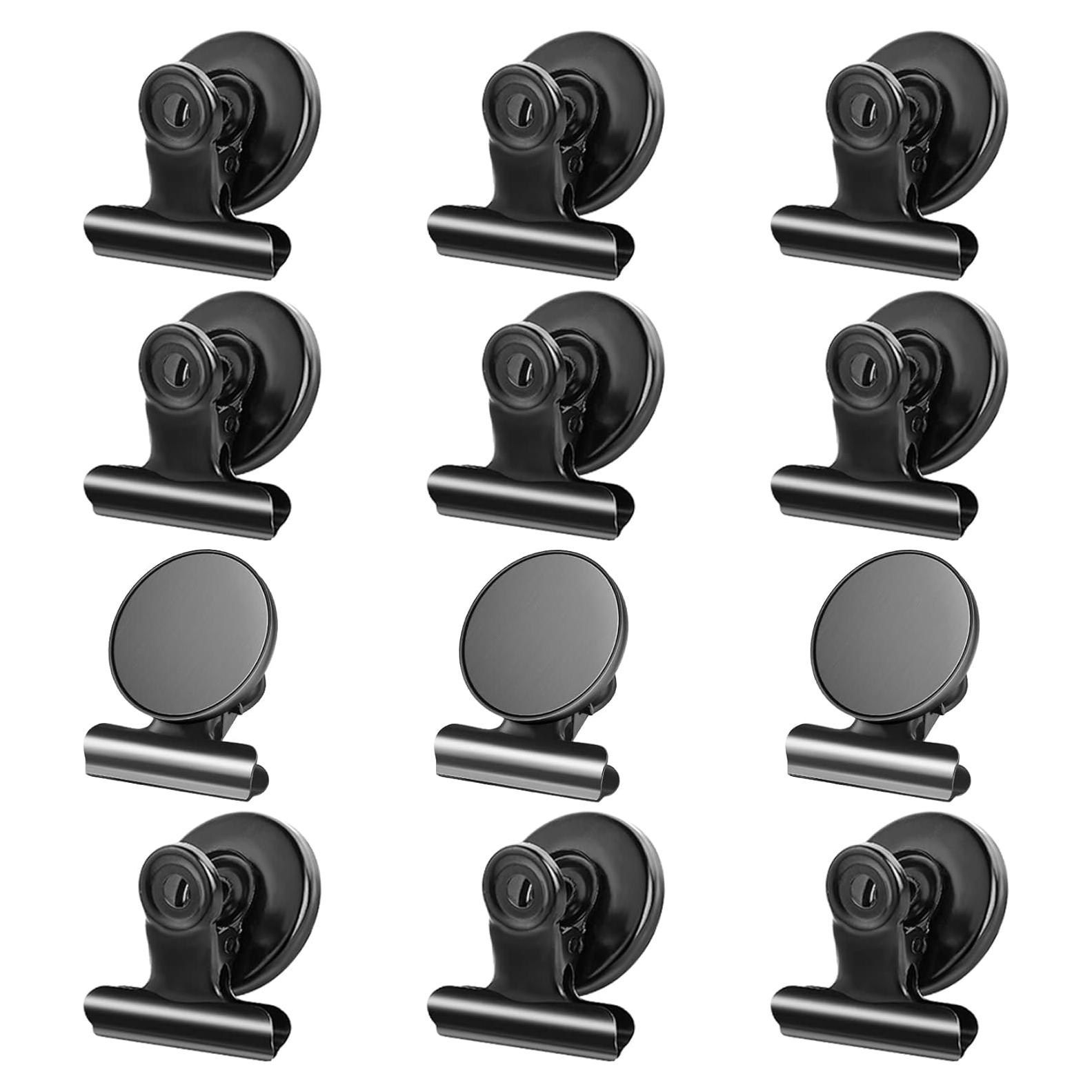 12 Piezas Imán de Nevera Grtard Clips Magnéticos Negro
