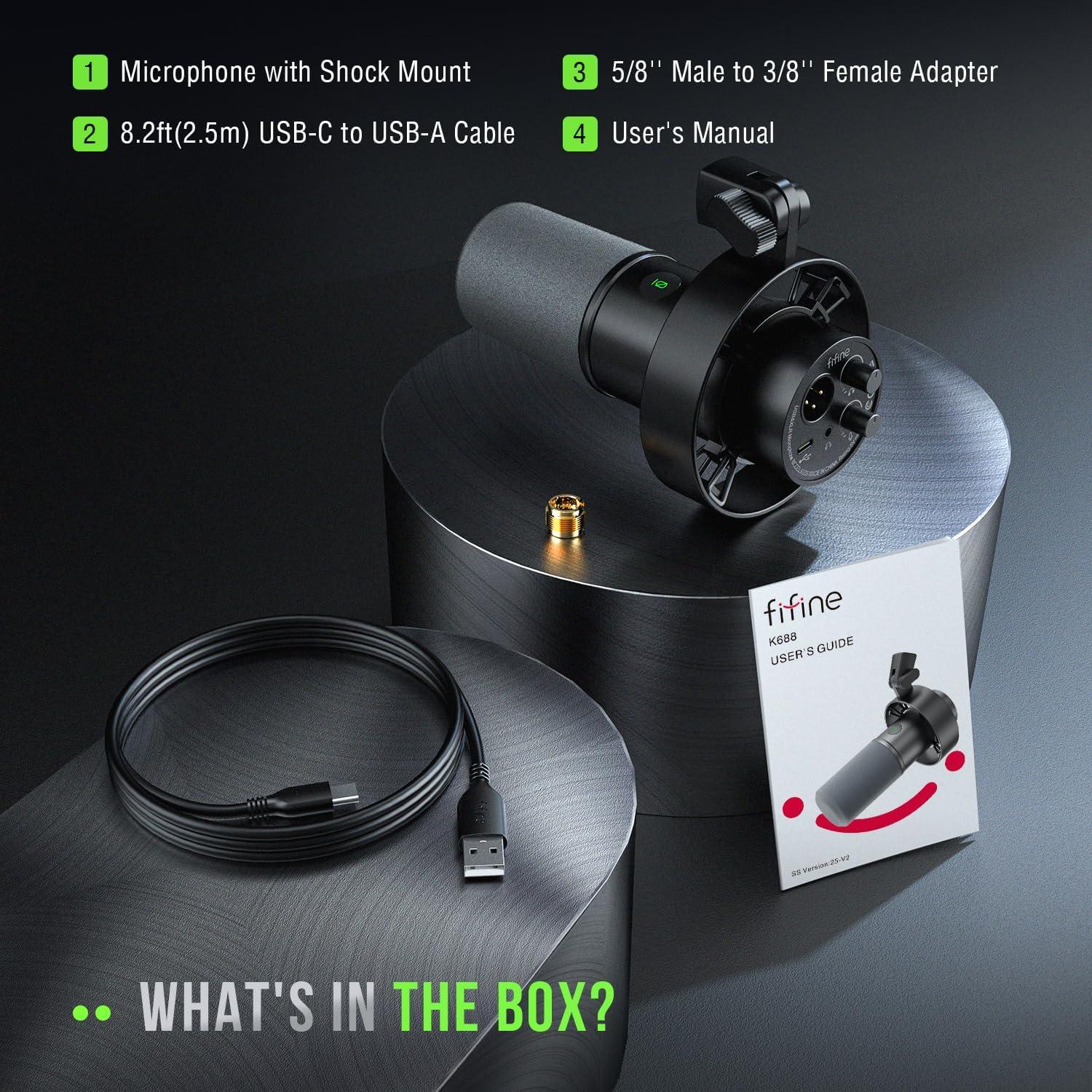 Micrófono Dinámico FIFINE K688 USB/XLR para Podcast