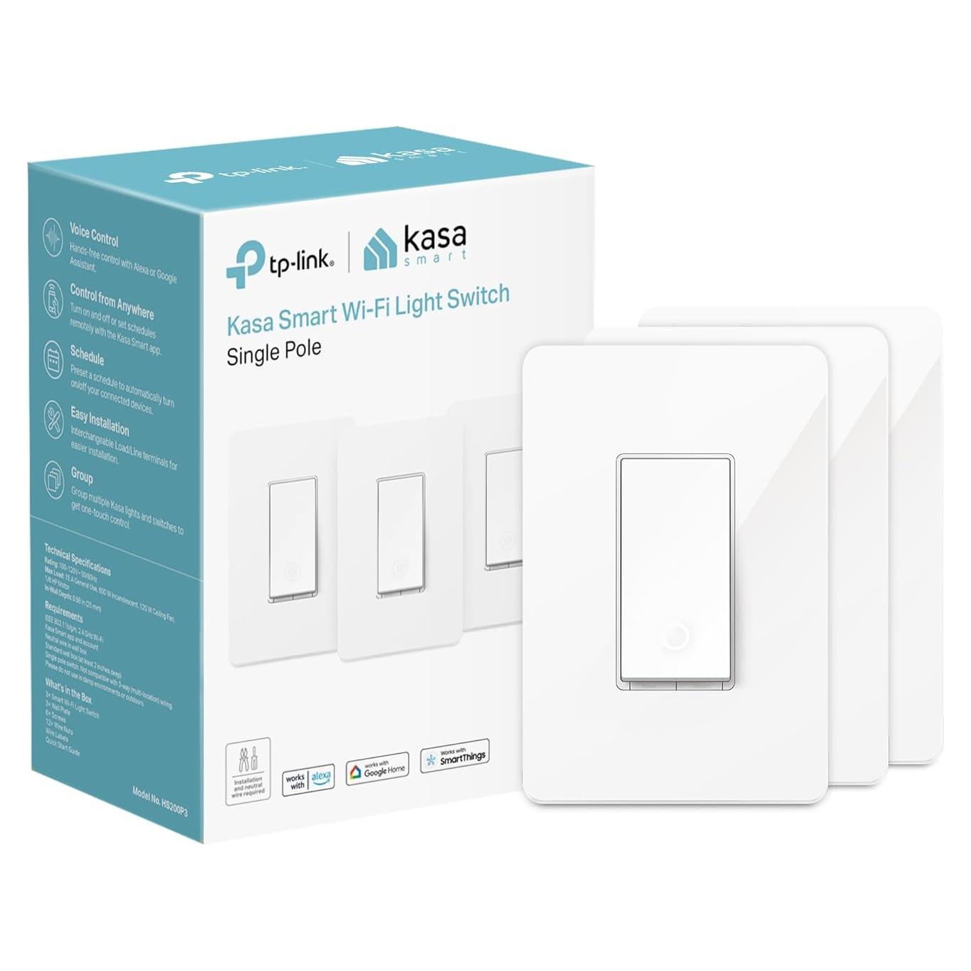 Interruptor de Luz Inteligente Kasa HS200P3, Blanco, 3 Pzs
