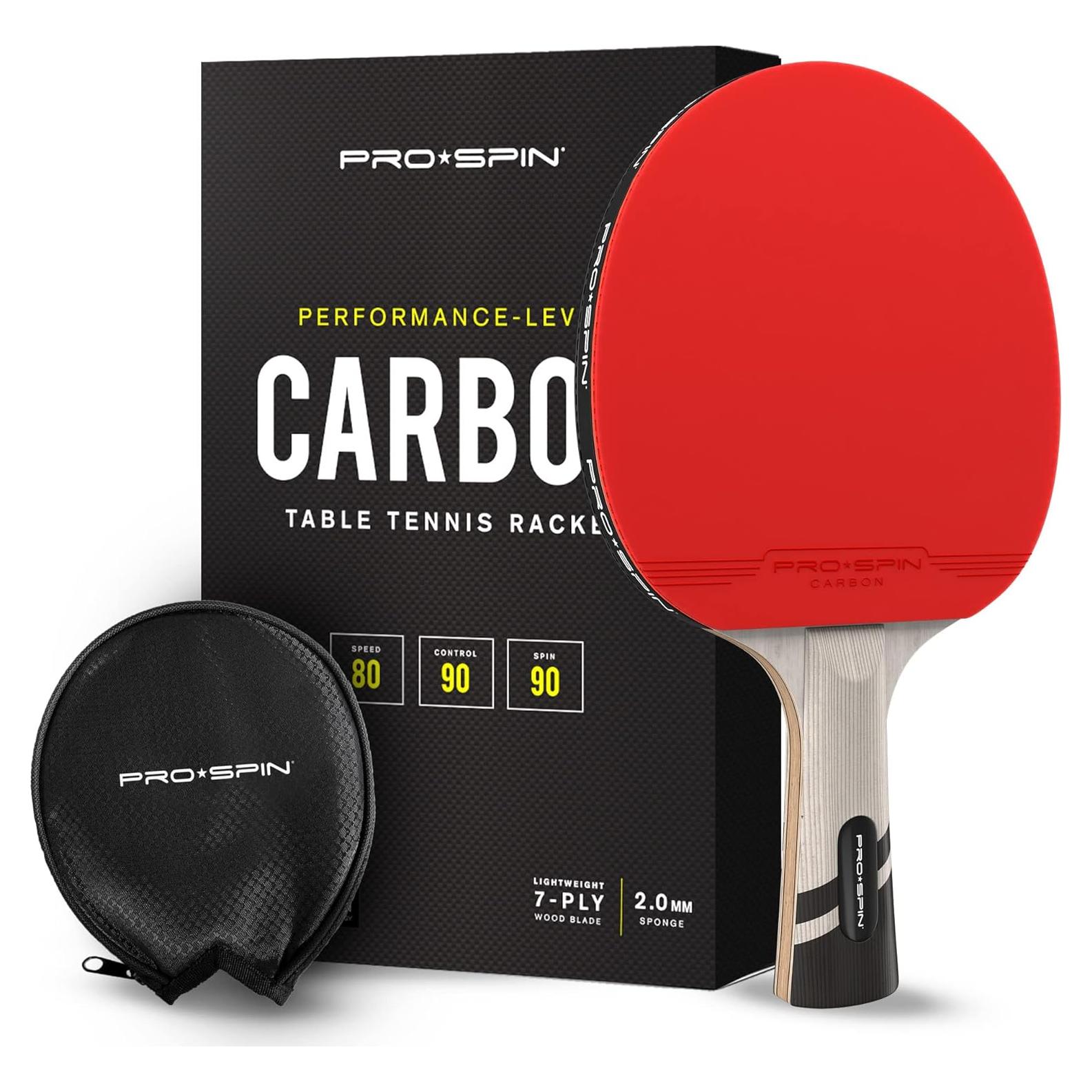 Pala de Ping Pong PRO SPIN de Carbono 7 Capas con Funda