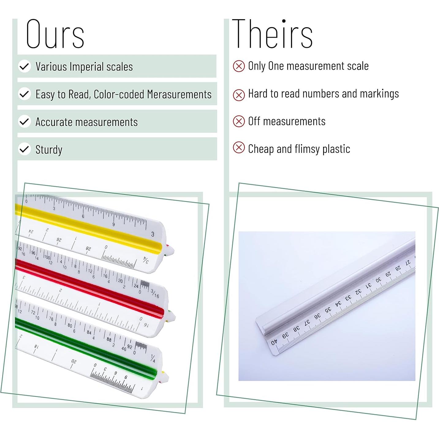 Regla Triangular Arquitectónica Mr. Pen 30.48 cm Plástico