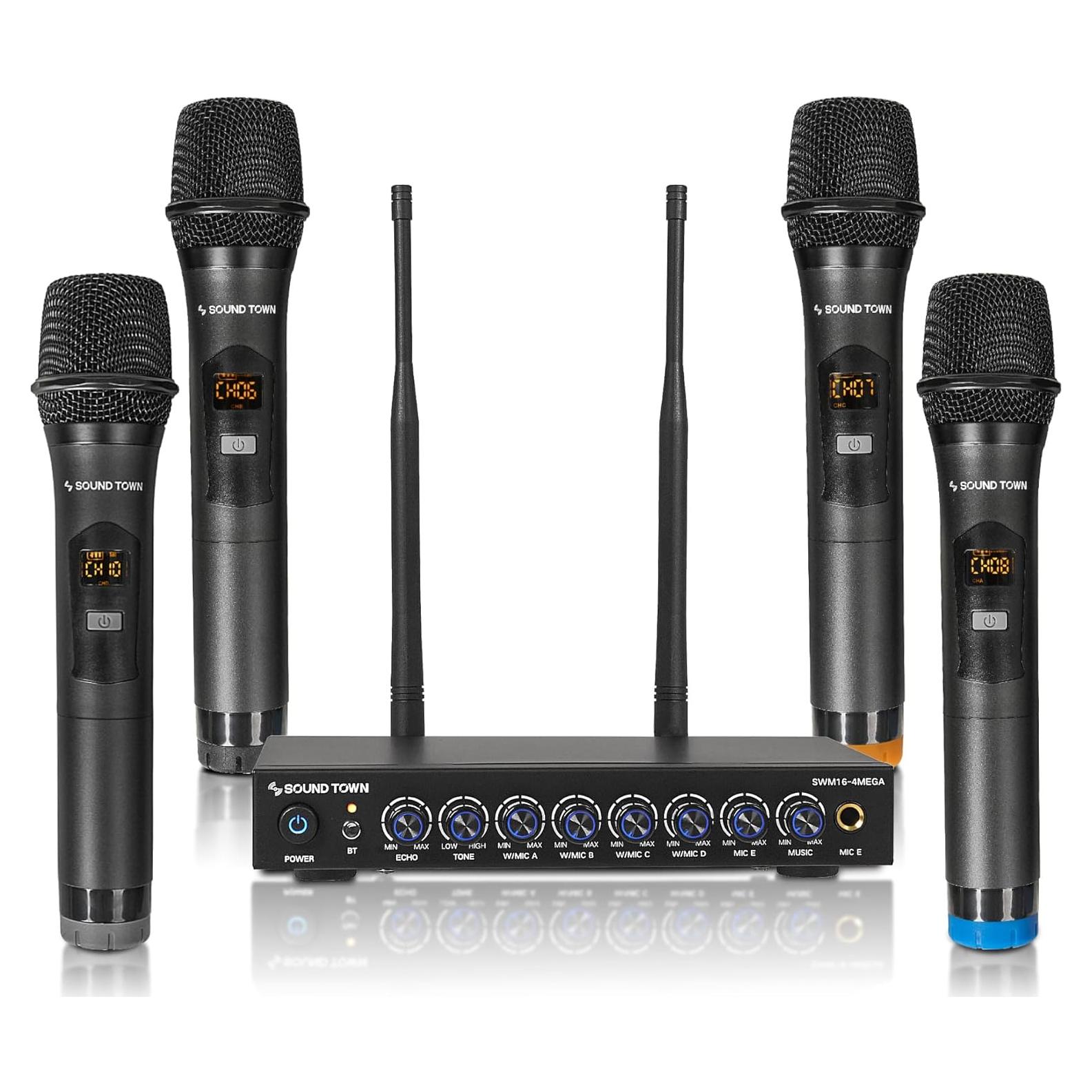 Sistema Karaoke Inalámbrico Sound Town SWM16-4MEGA 4 Micrófonos