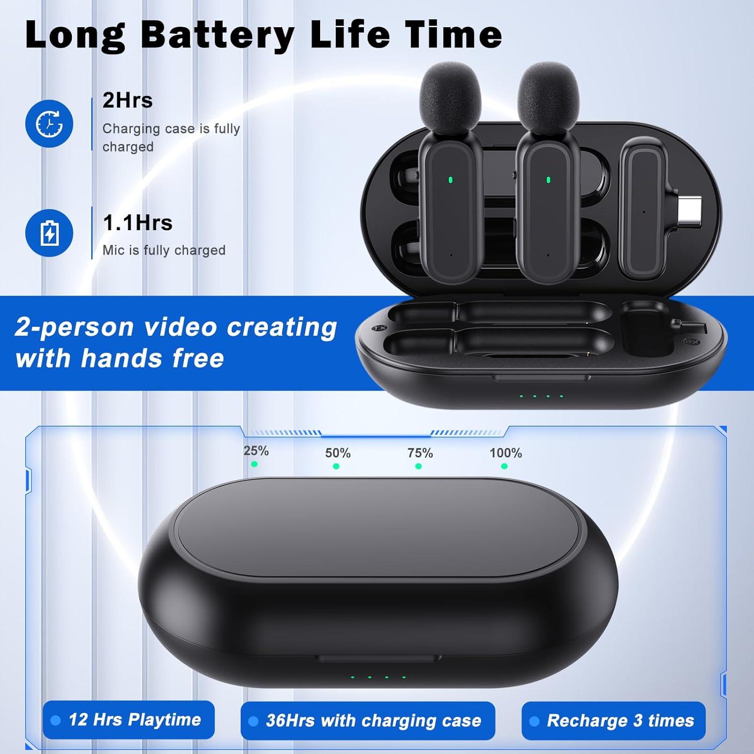 Micrófonos Lavalier Inalámbricos Voijump DT625 - 2 Unidades con Estuche