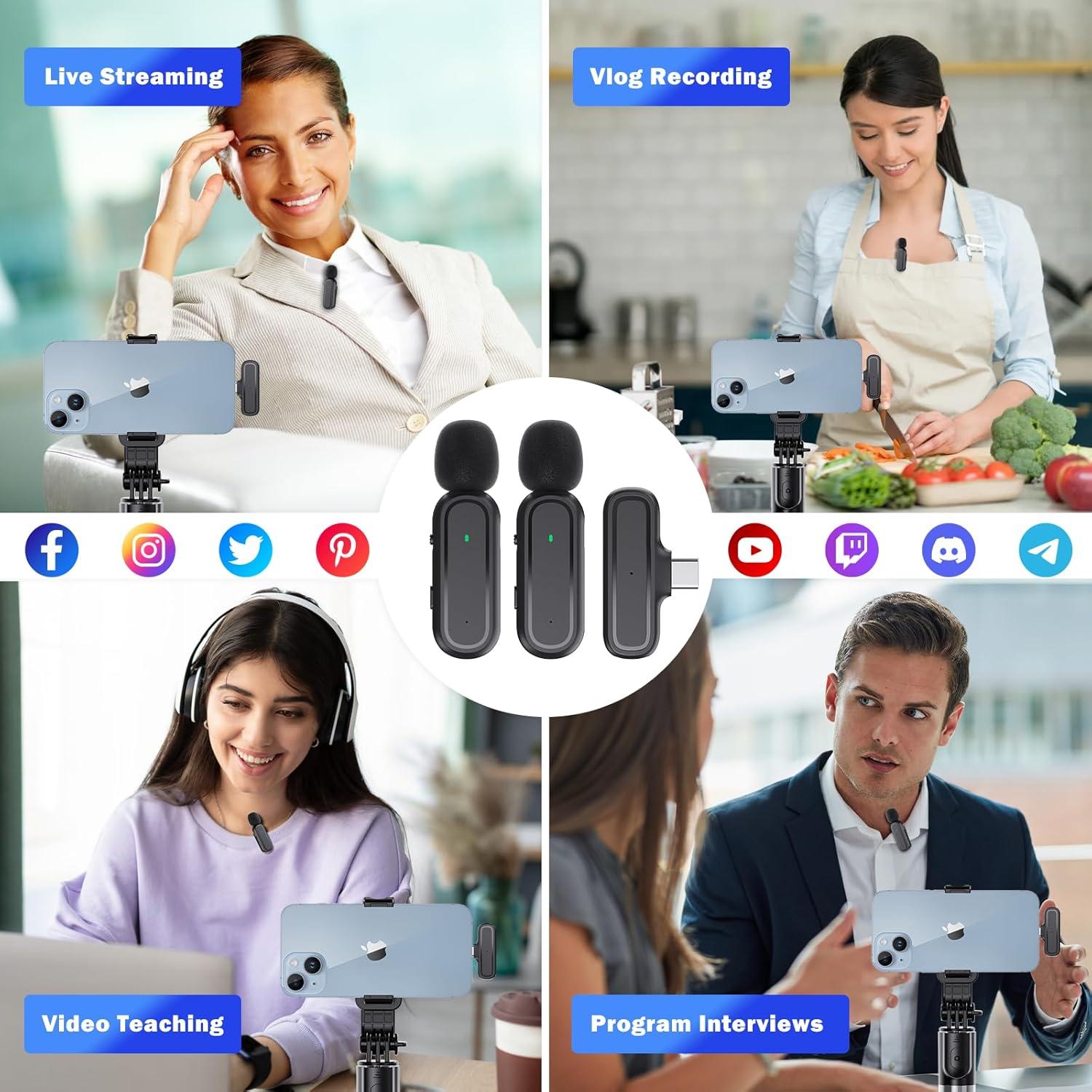 Micrófonos Lavalier Inalámbricos Voijump DT625 - 2 Unidades con Estuche