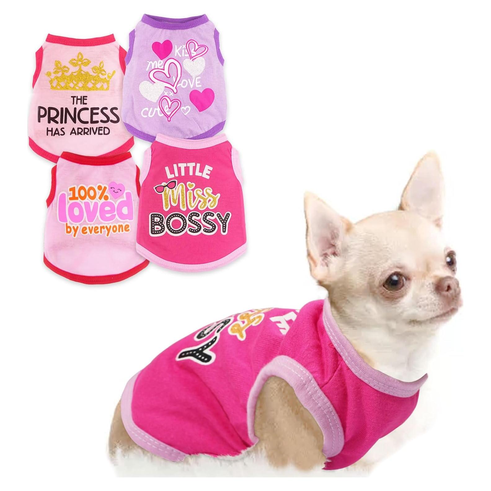 Conjunto 4 Piezas Ropa para Perros Pequeños Rosa