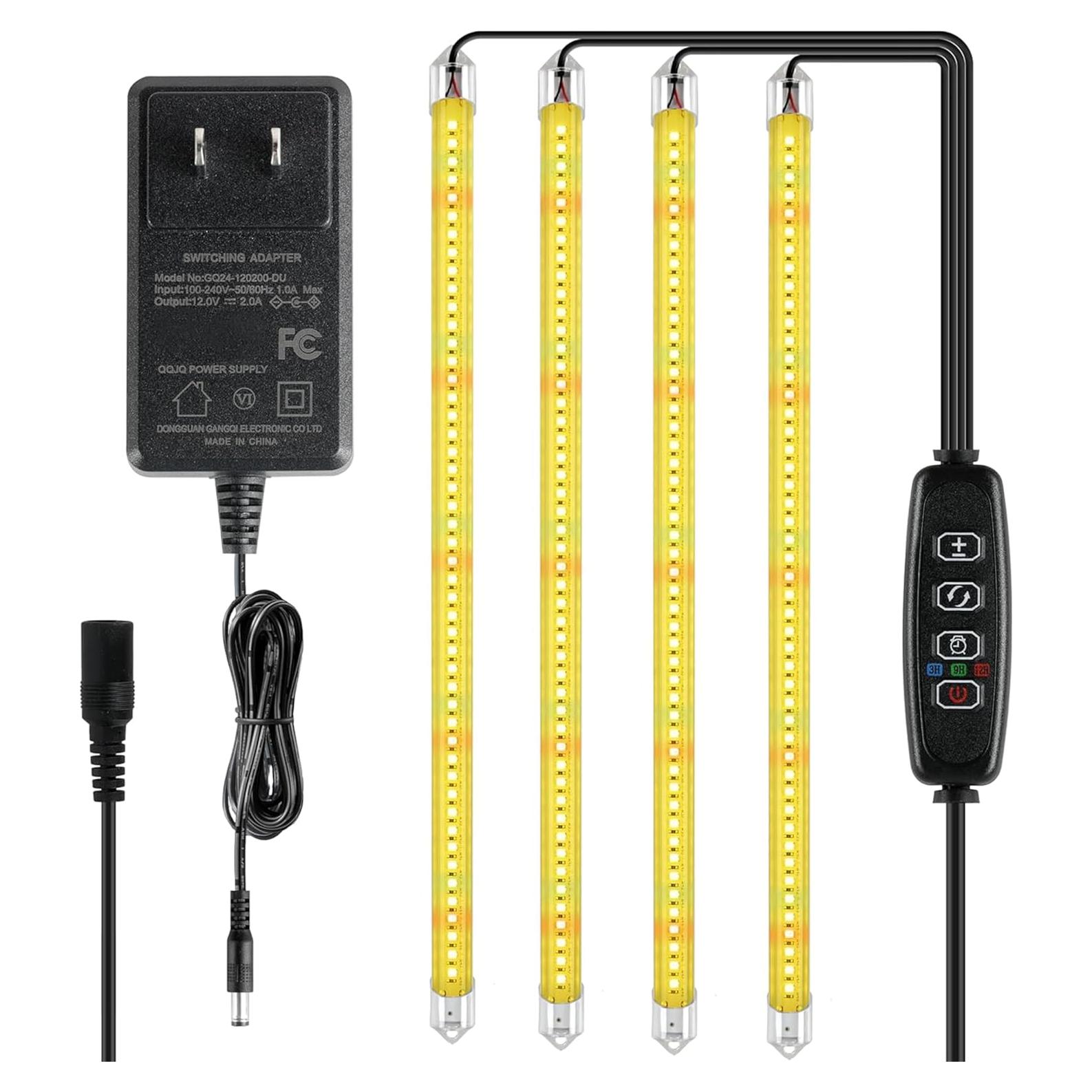 iPower 60W Luz LED Cultivo Amarilla 4 Tubos Espectro Completo