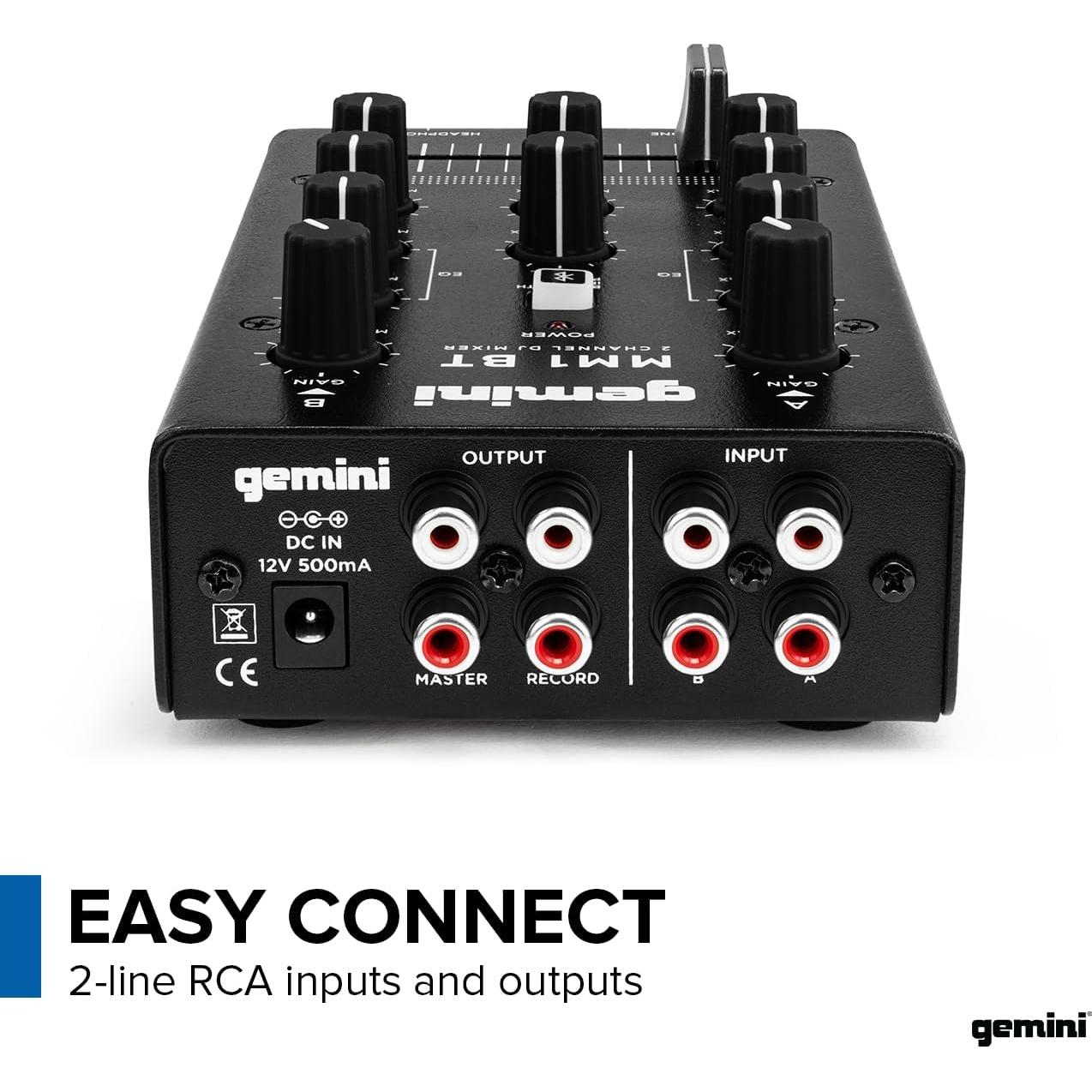 Mezclador DJ Gemini MM1BT Bluetooth 2 Canales Compacto