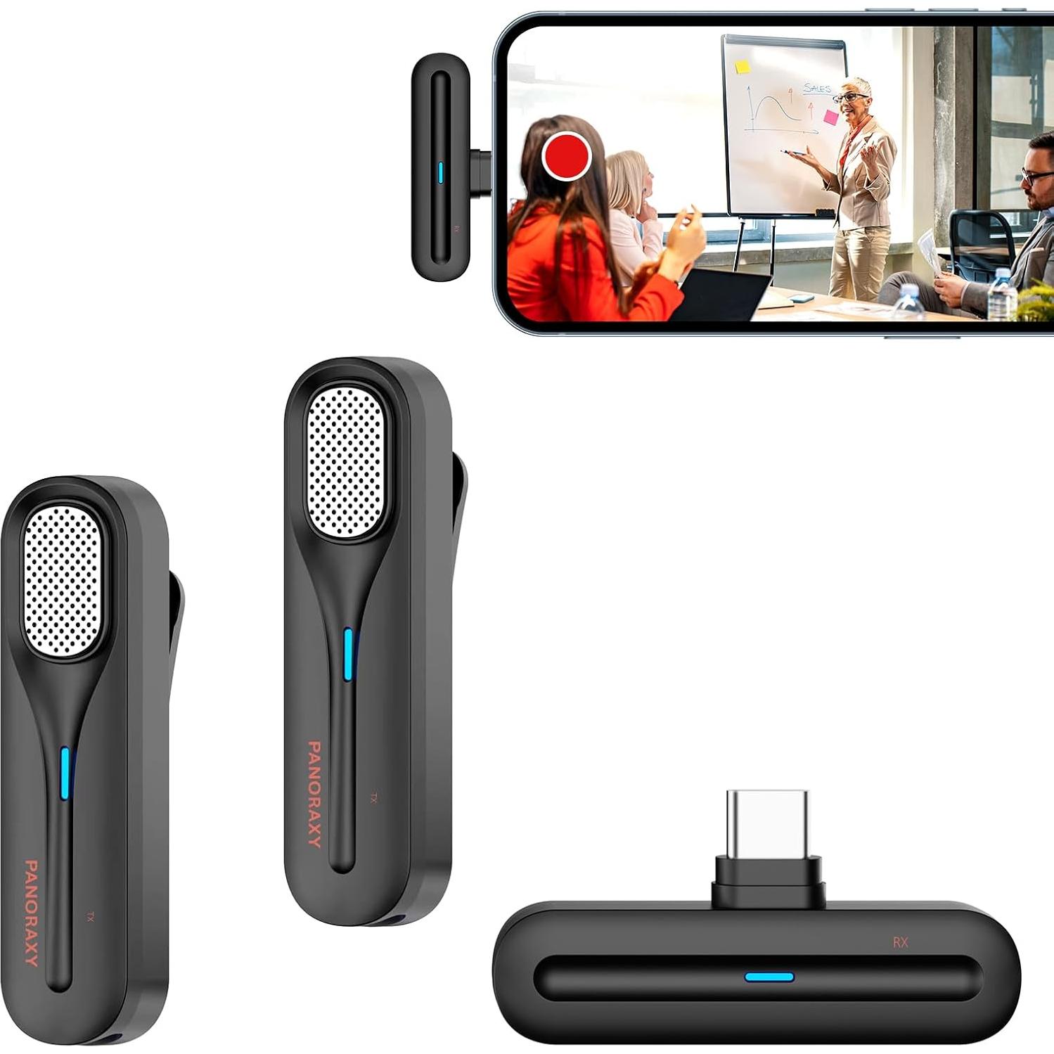 Micrófono Lavalier Inalámbrico P Panoraxy Tipo-C 2 Micrófonos