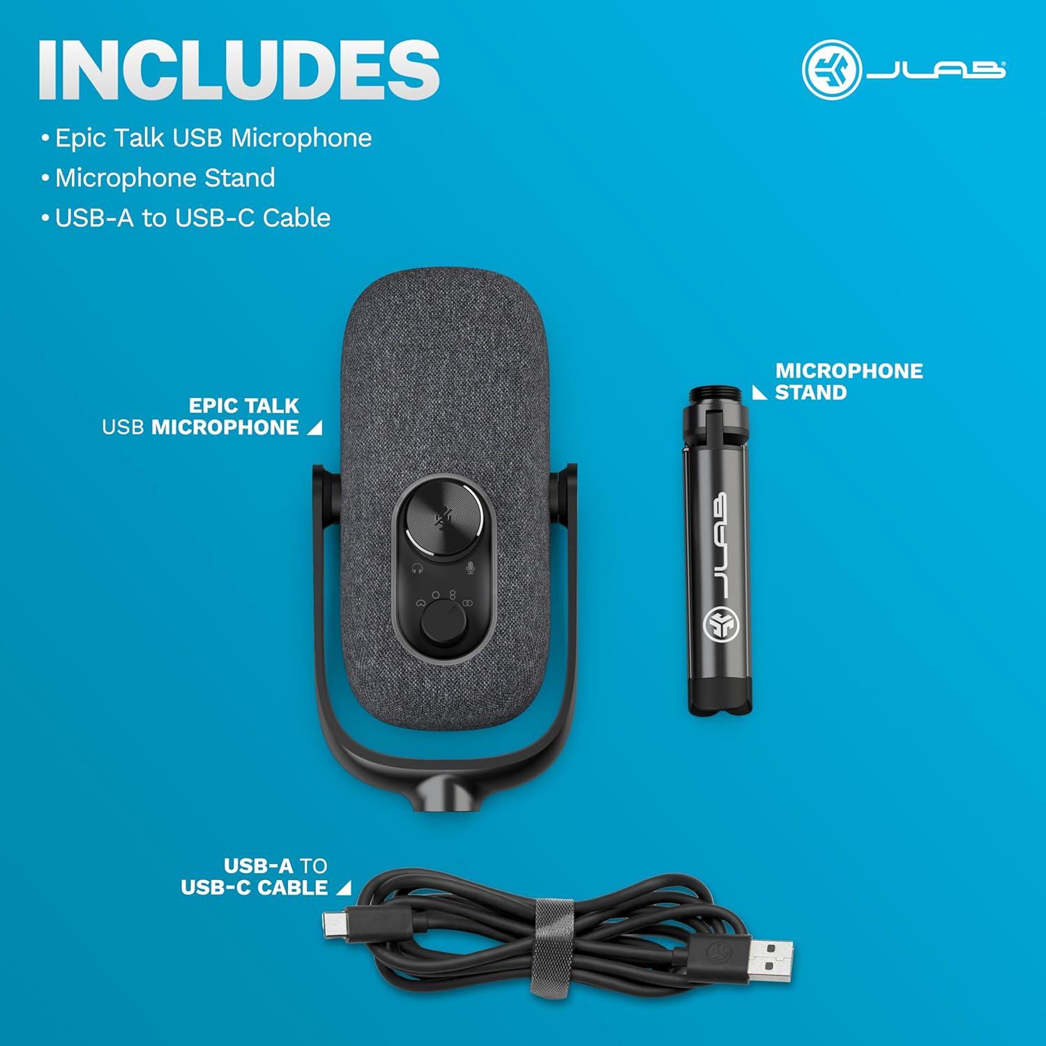 Micrófono USB JLab Epic Talk para Juegos y Streaming, 192kHz