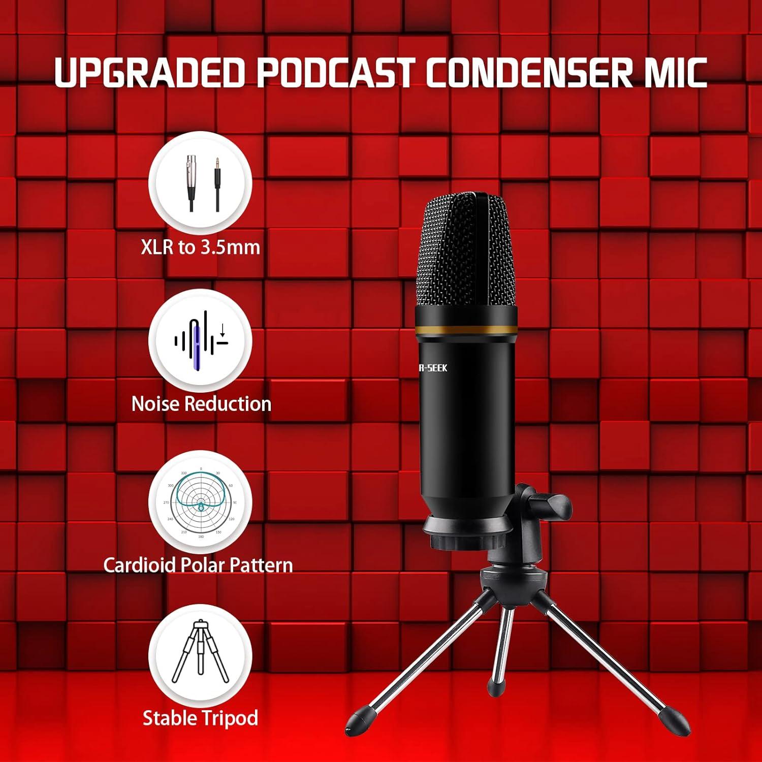 Mezclador de Audio HS-AP901 Rojo para Podcast y Streaming