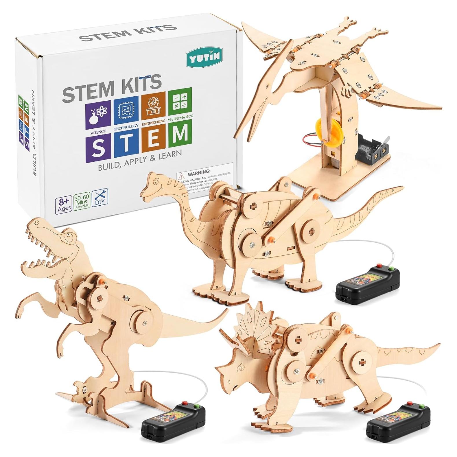 Kits STEM de Dinosaurios YUTIN - 4 Proyectos de Madera 8-12 Años