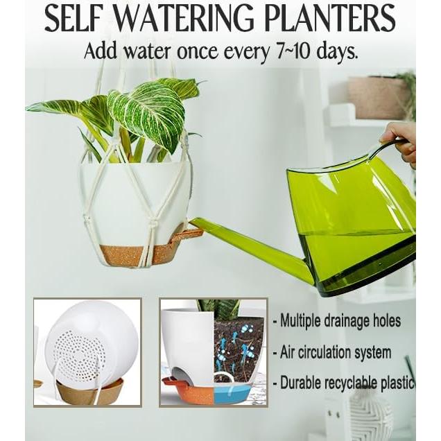 Macetas Colgantes Bouqlife 3 Set Autorriego 17.8 cm