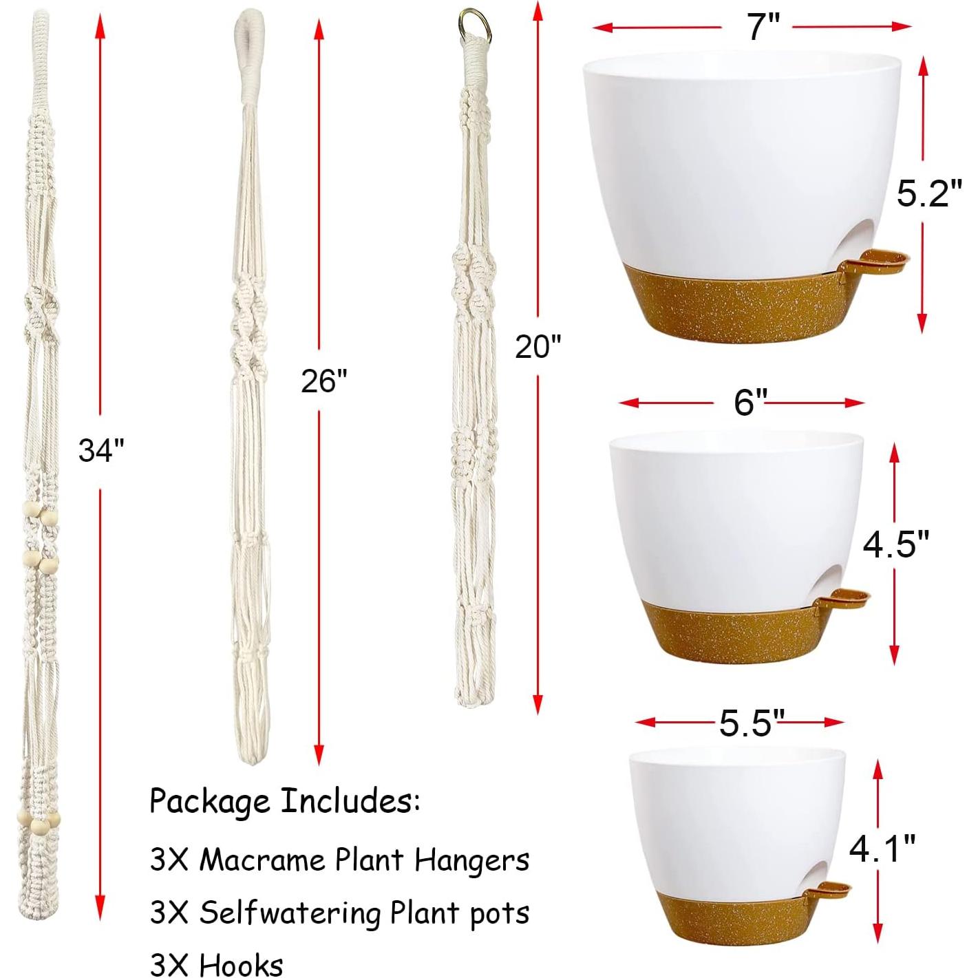 Macetas Colgantes Bouqlife 3 Set Autorriego 17.8 cm