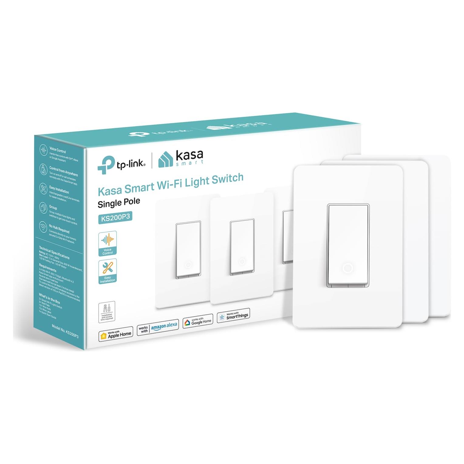 Interruptor Luz Inteligente Kasa KS200P3 Wi-Fi 3 Piezas