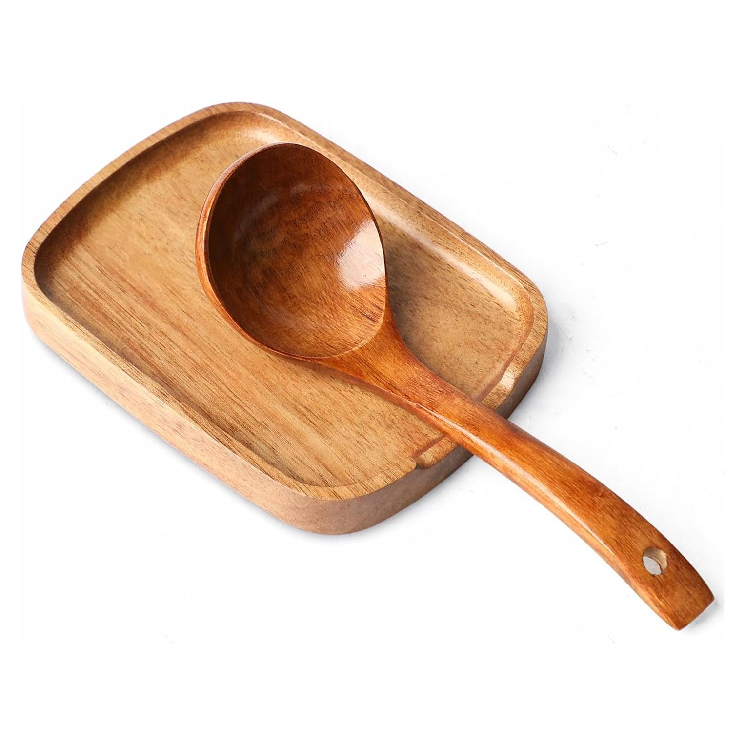 Soporte para Cuchara de Madera de Acacia LBEMEY - Antideslizante