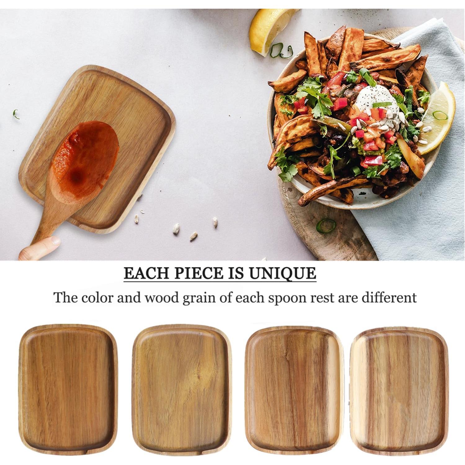 Soporte para Cuchara de Madera de Acacia LBEMEY - Antideslizante