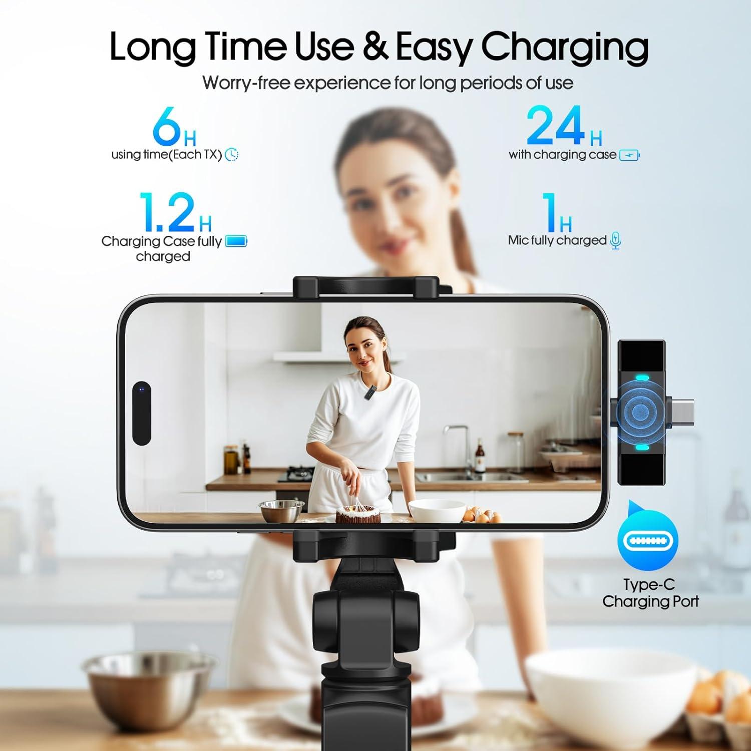 Paquete de 2 Micrófonos Lavalier Inalámbricos J68 con Estuche