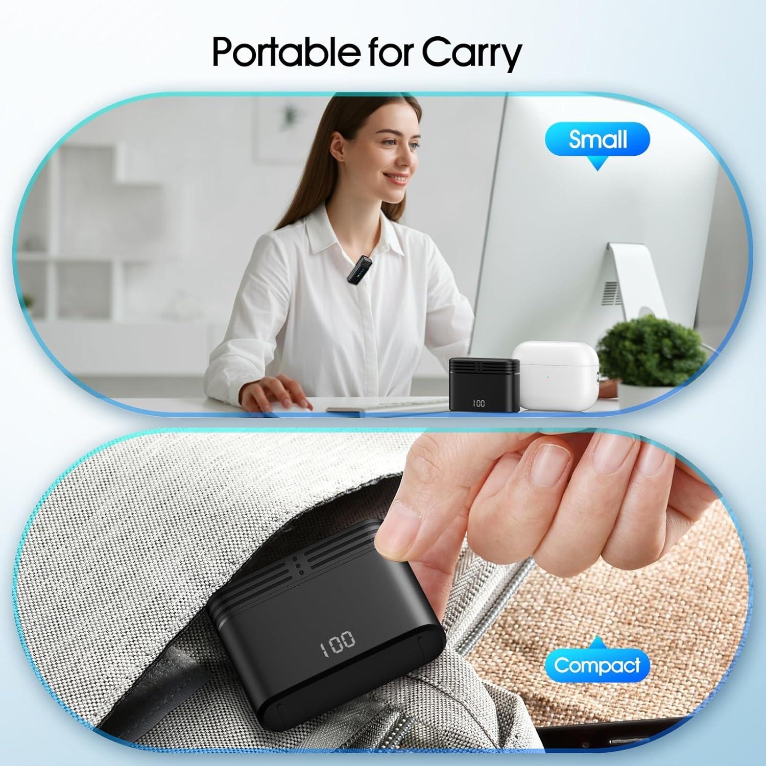 Paquete de 2 Micrófonos Lavalier Inalámbricos J68 con Estuche