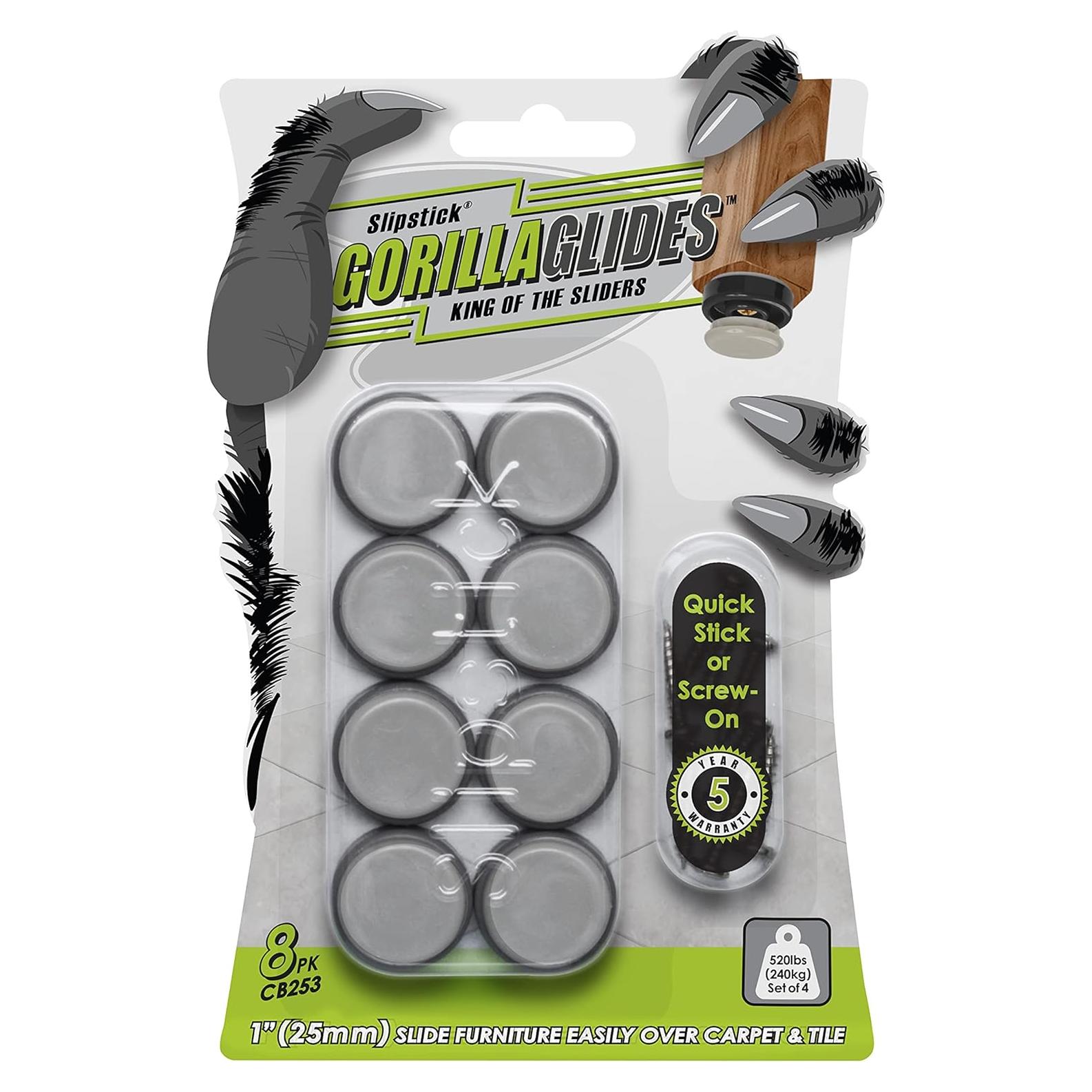 Deslizadores GorillaGlides CB253 2.54 cm para Sillas - Juego de 8