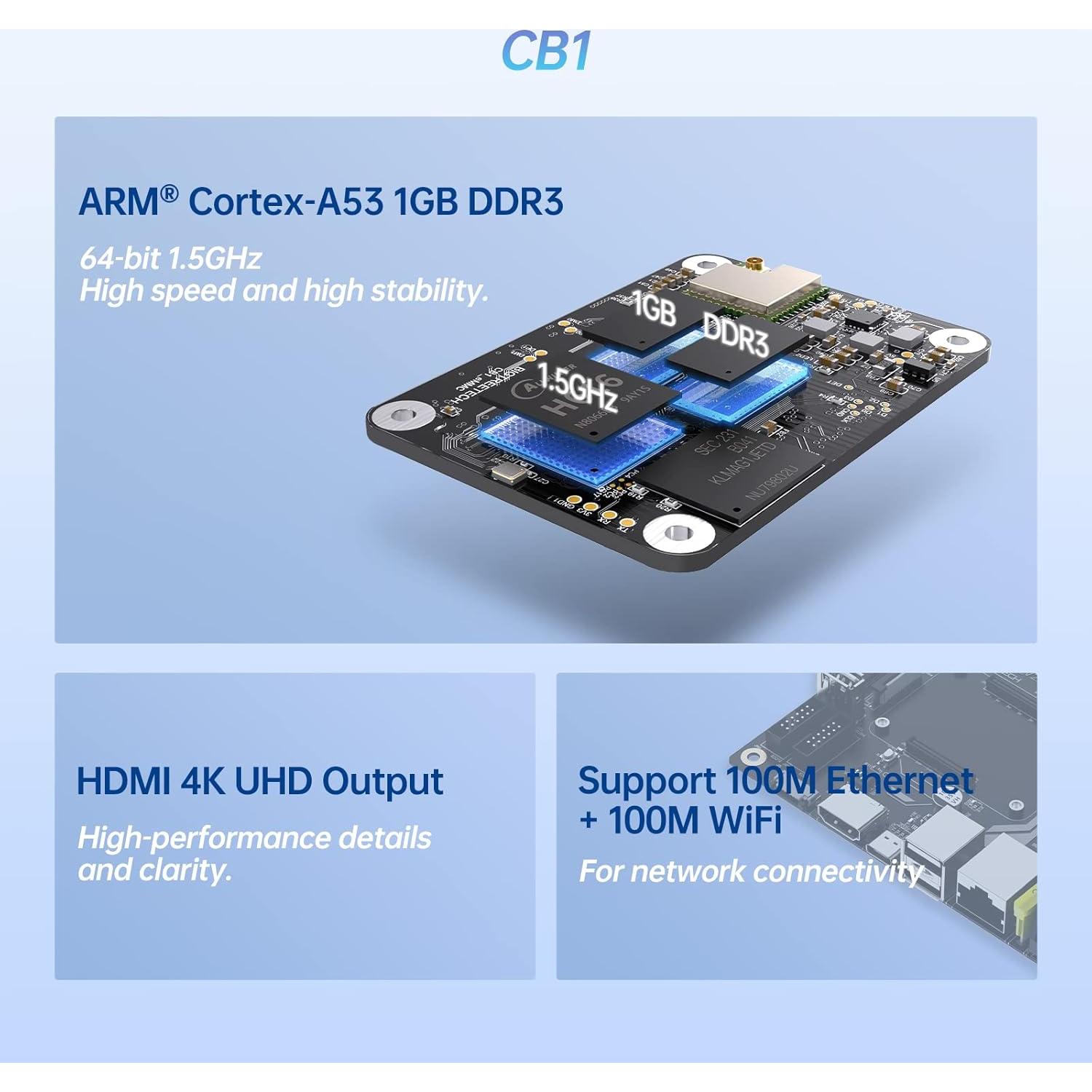 BIGTREETECH CB1 eMMC V1.1 Control Board (1GB+32GB), Support Klipper Upgrade on CB1 V2.2 Compatible with Raspberry-Pi 3B/4B, Manta M8P/M5P/M4P, Manta E3EZ Motherboard, Pi4B Adapter 3D Printer Part