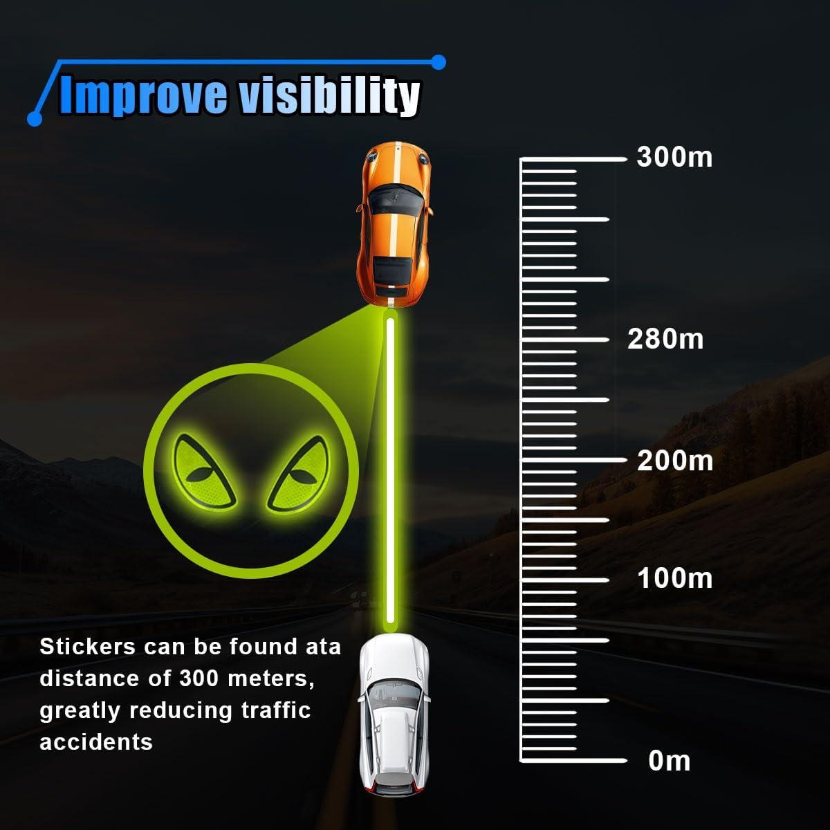 Calcomanías Reflectantes para Autos LAINLOY - Ojos Amarillos 10.9x5.6cm