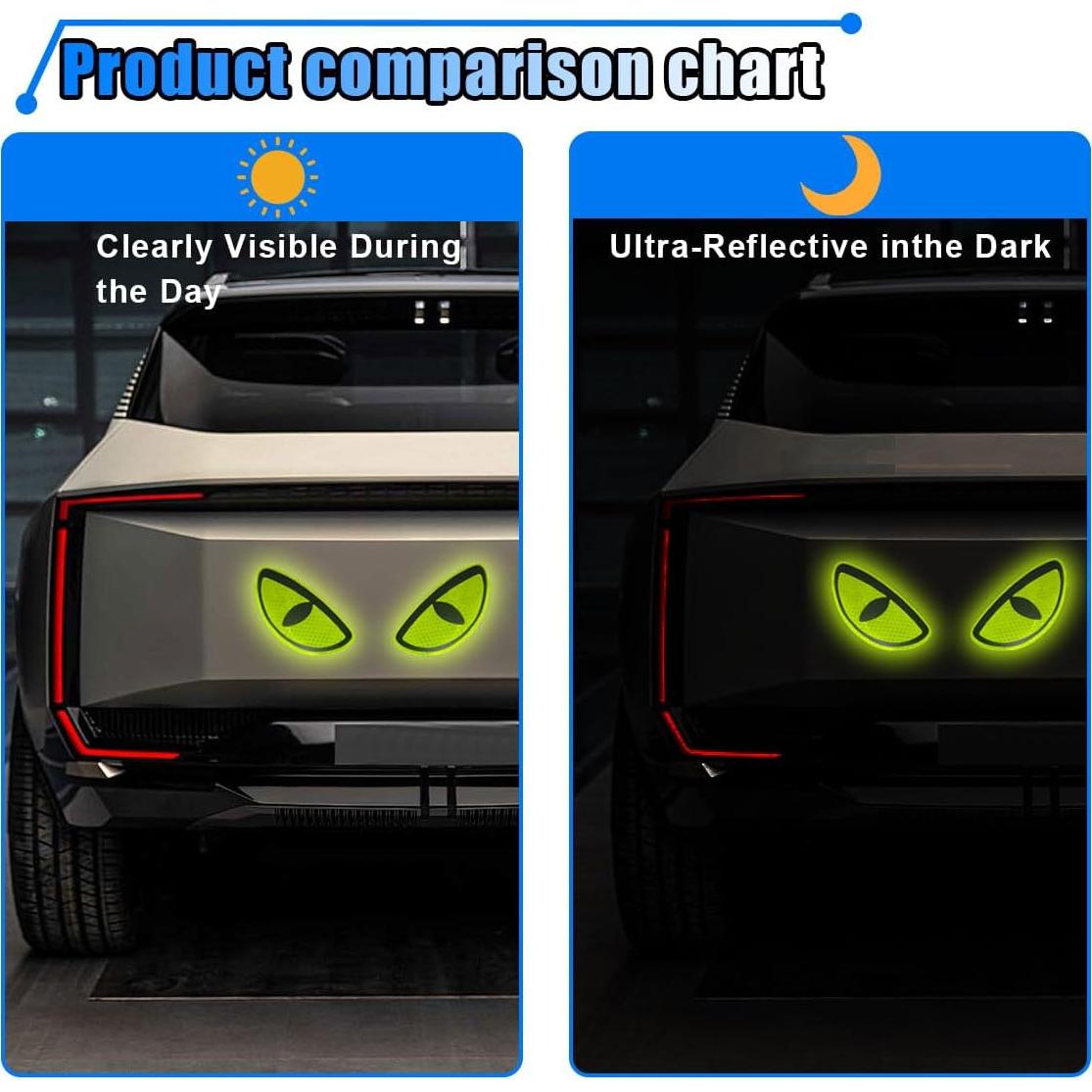 Calcomanías Reflectantes para Autos LAINLOY - Ojos Amarillos 10.9x5.6cm