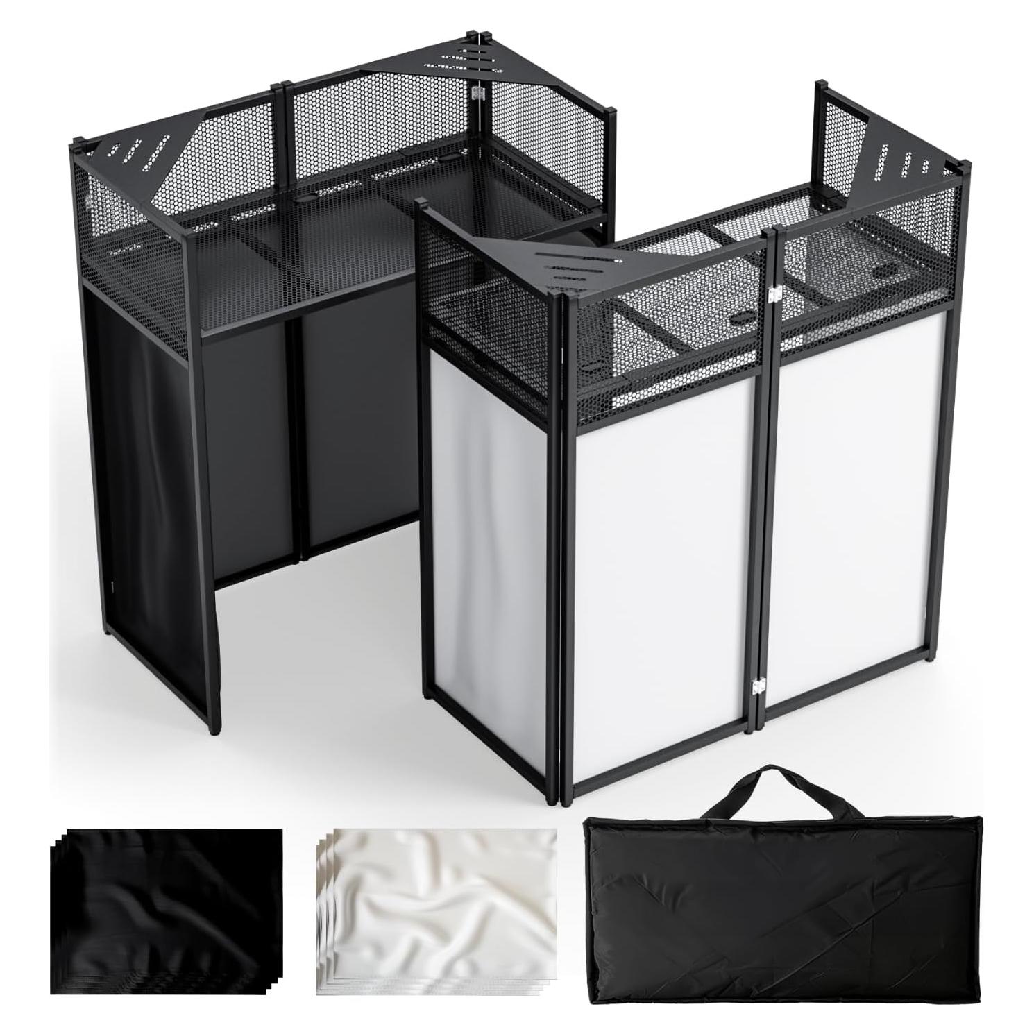 Mesa de DJ portátil Plegable con Tela Blanca y Negra