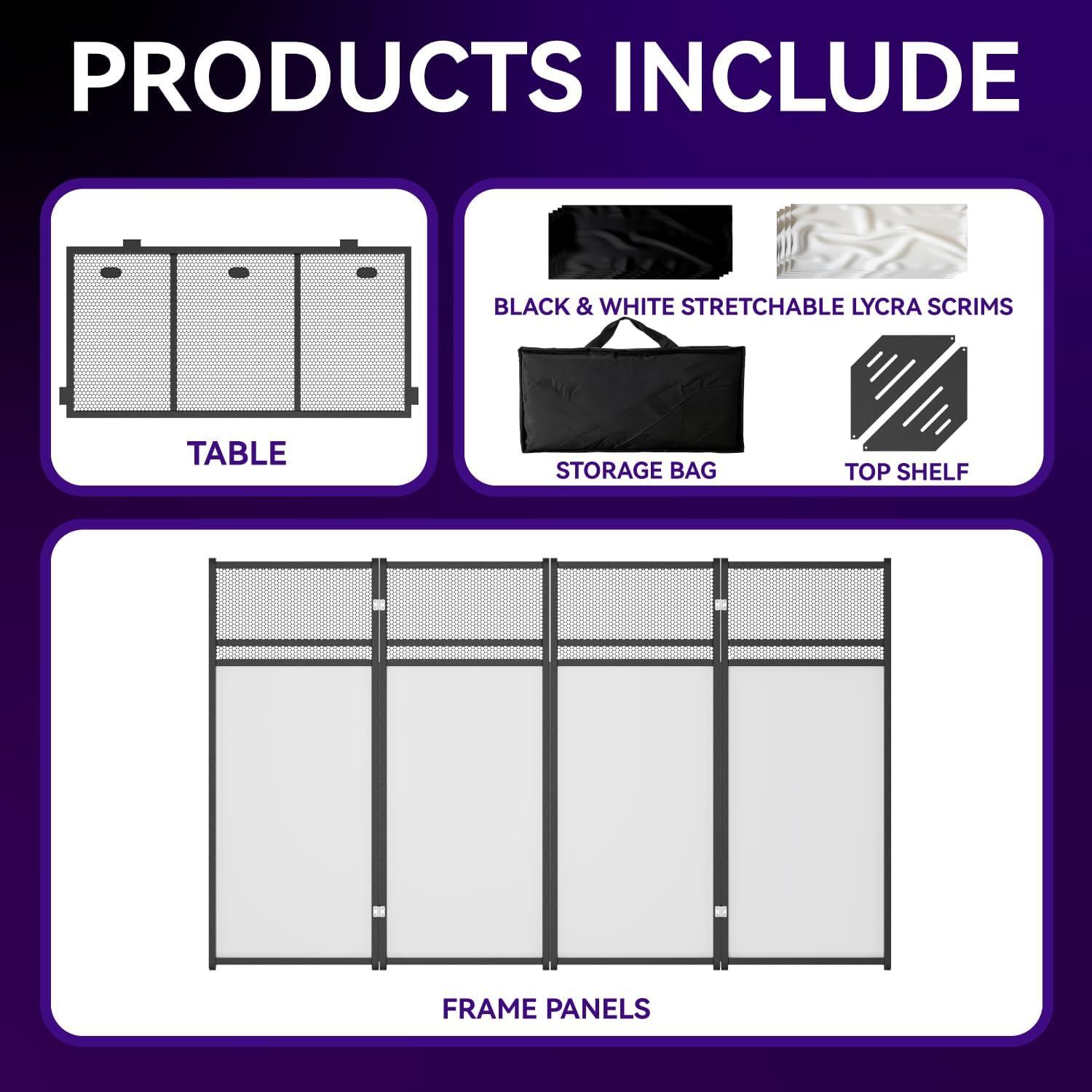 Mesa de DJ portátil Plegable con Tela Blanca y Negra