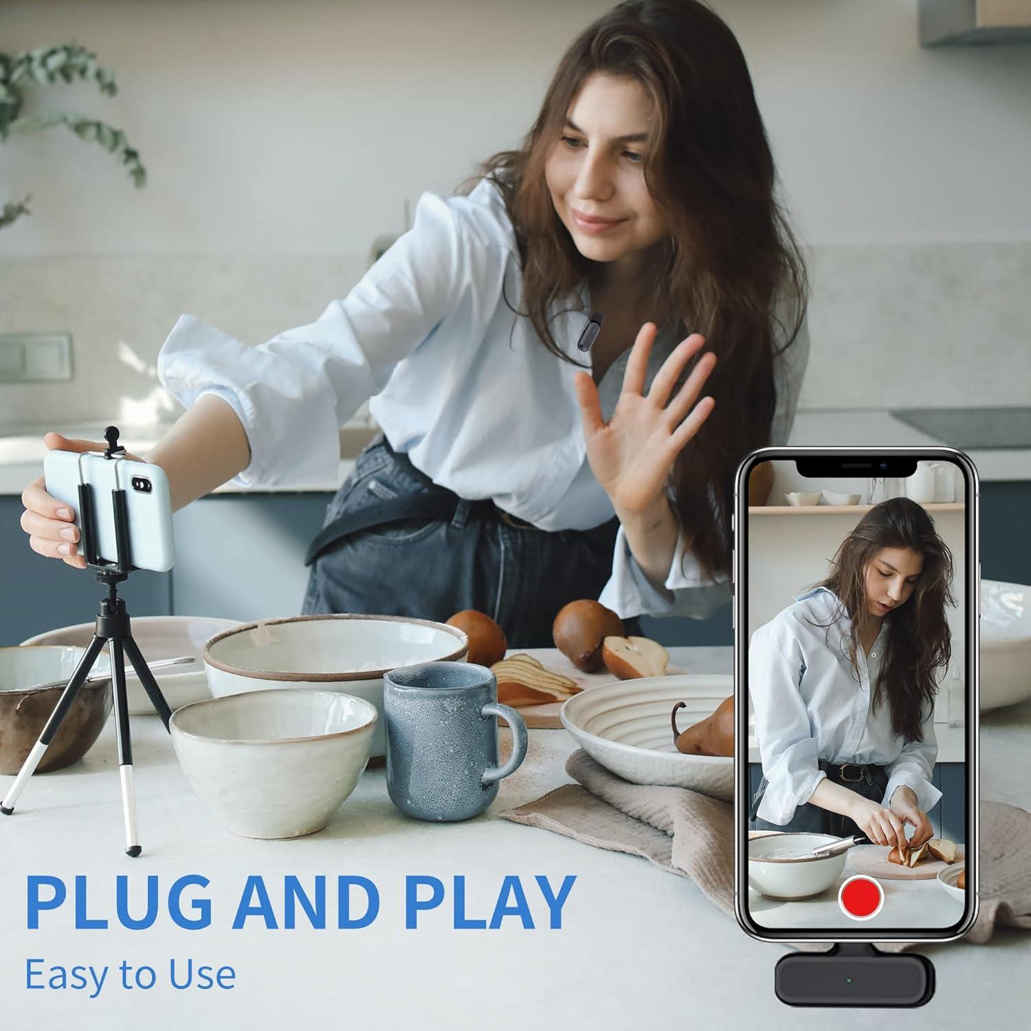 Micrófono Lavalier Inalámbrico 2 Piezas con Estuche Carga