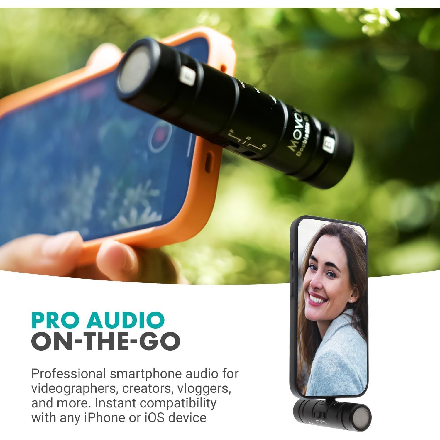 Micrófono Movo DoubleMic-DI Doble Cápsula para iPhone