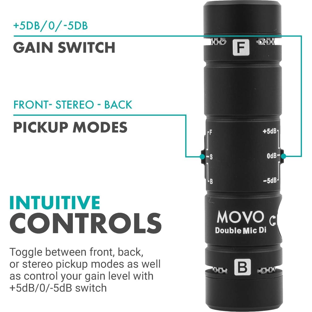 Micrófono Movo DoubleMic-DI Doble Cápsula para iPhone