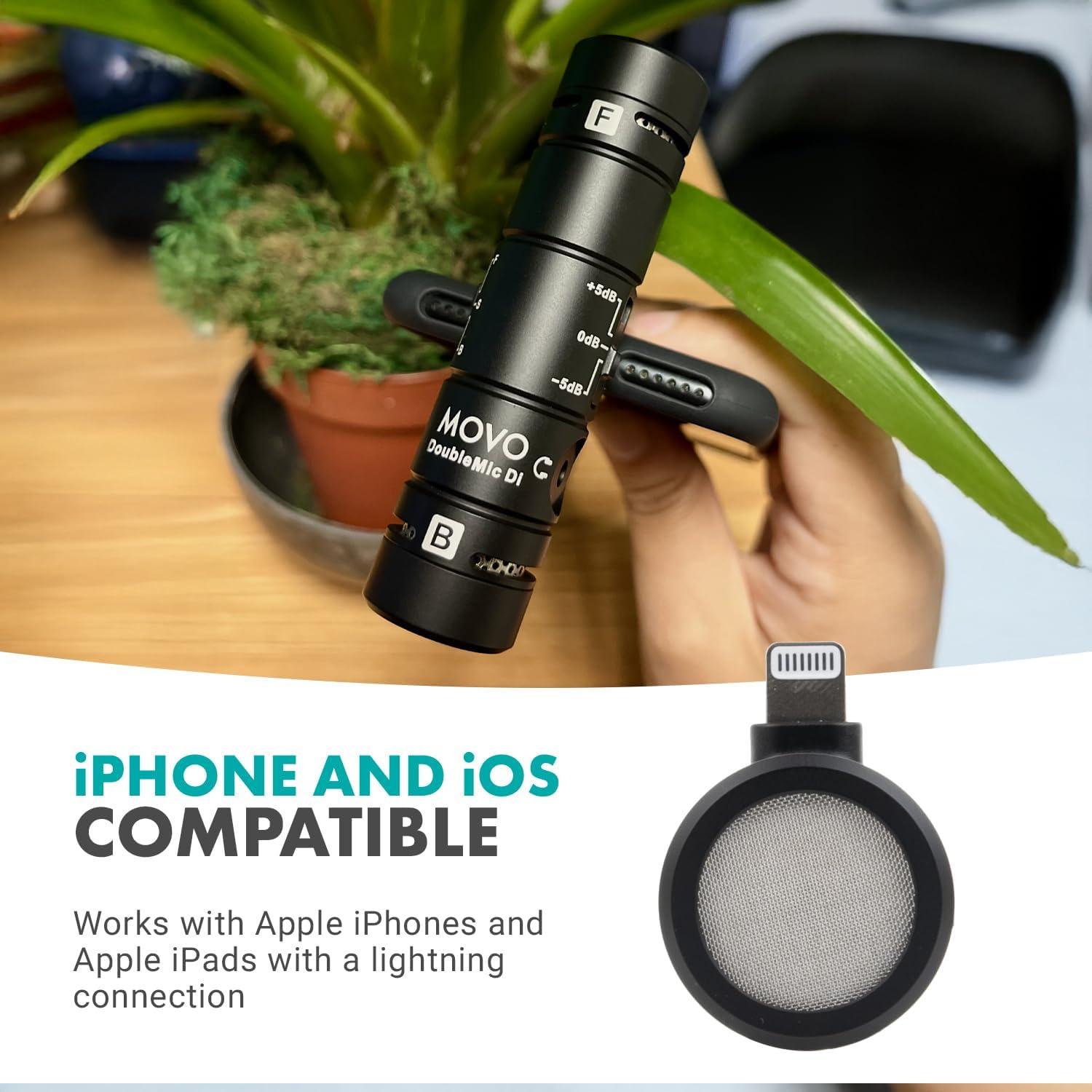 Micrófono Movo DoubleMic-DI Doble Cápsula para iPhone