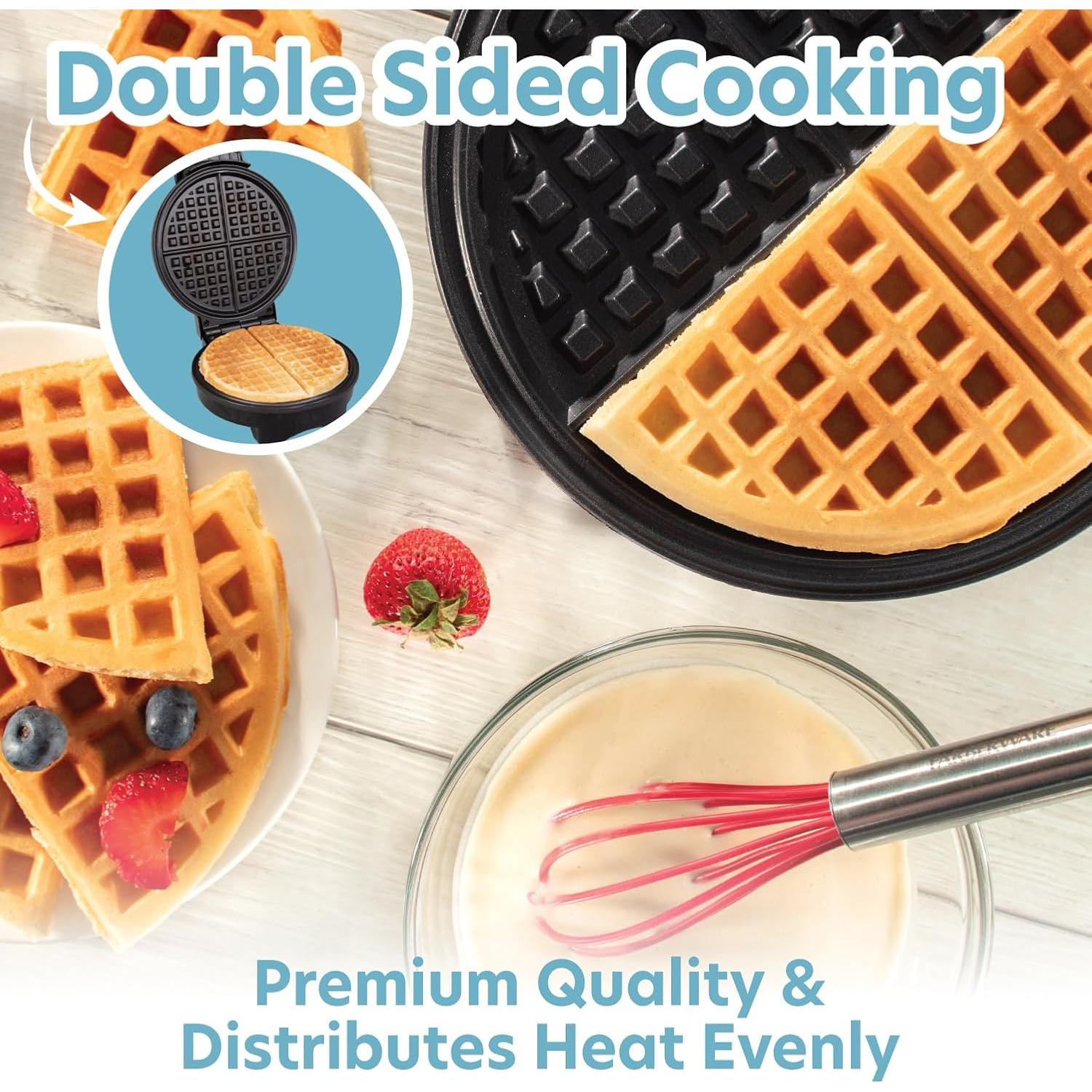 Waffle Maker by Cucina Pro- Griddle Makes 7 Inch Thin, American Style Waffles for Breakfast - Non-Stick Waffler Iron with Adjustable Browning Control, Housewarming Gift, Easy to Use Kitchen Essential