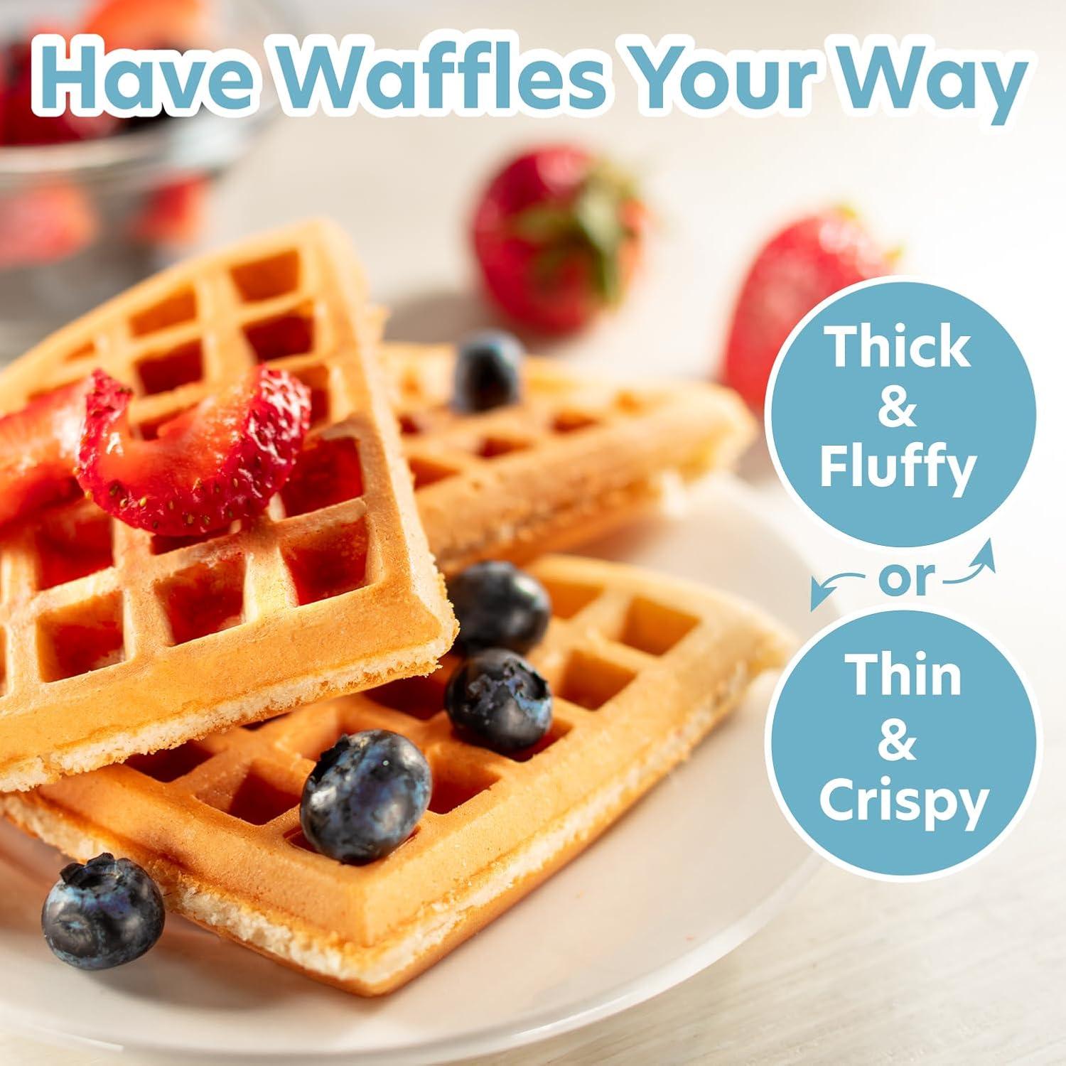 Waffle Maker by Cucina Pro- Griddle Makes 7 Inch Thin, American Style Waffles for Breakfast - Non-Stick Waffler Iron with Adjustable Browning Control, Housewarming Gift, Easy to Use Kitchen Essential